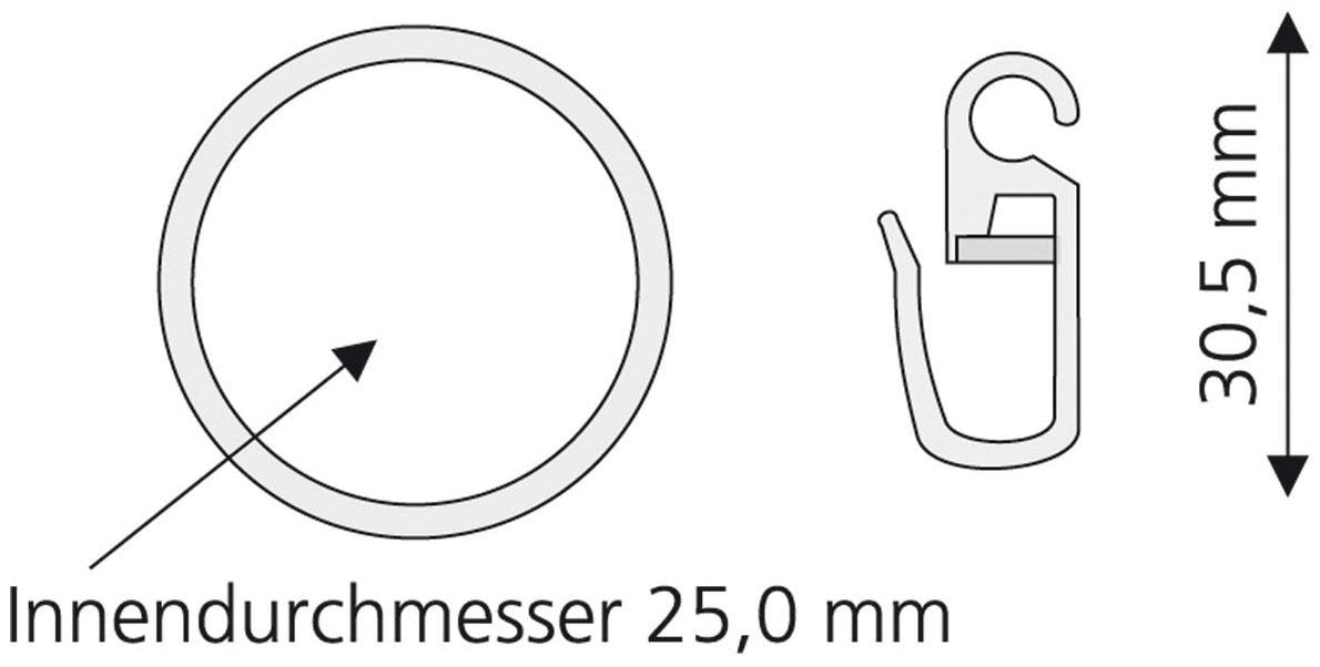 Liedeco Gardinenring, (Set, 8 St., mit Faltenlegehaken), für  Gardinenstangen Ø 16 mm maintenant