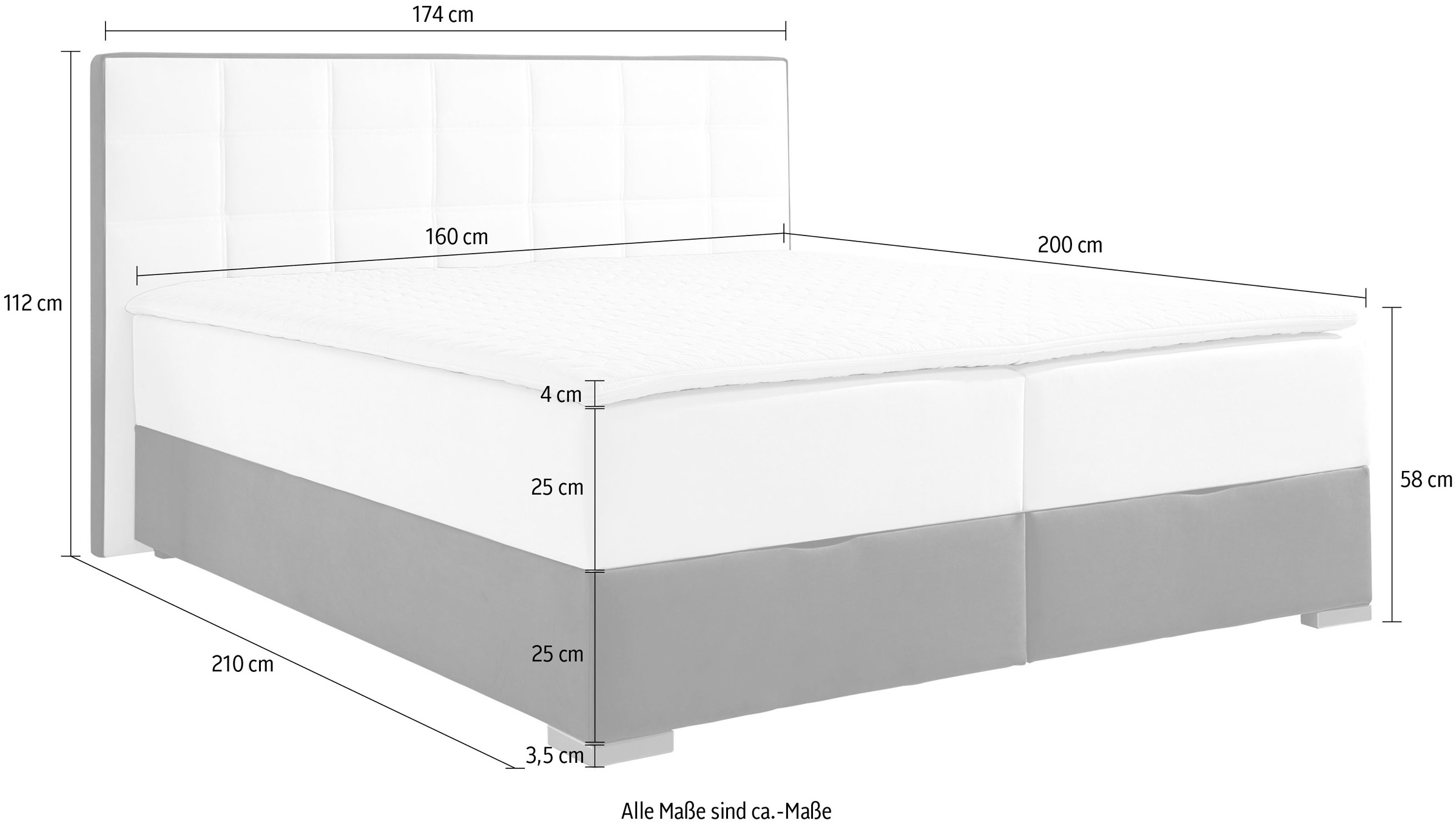 Maintal Boxspringbett, mit Bettkasten und Topper
