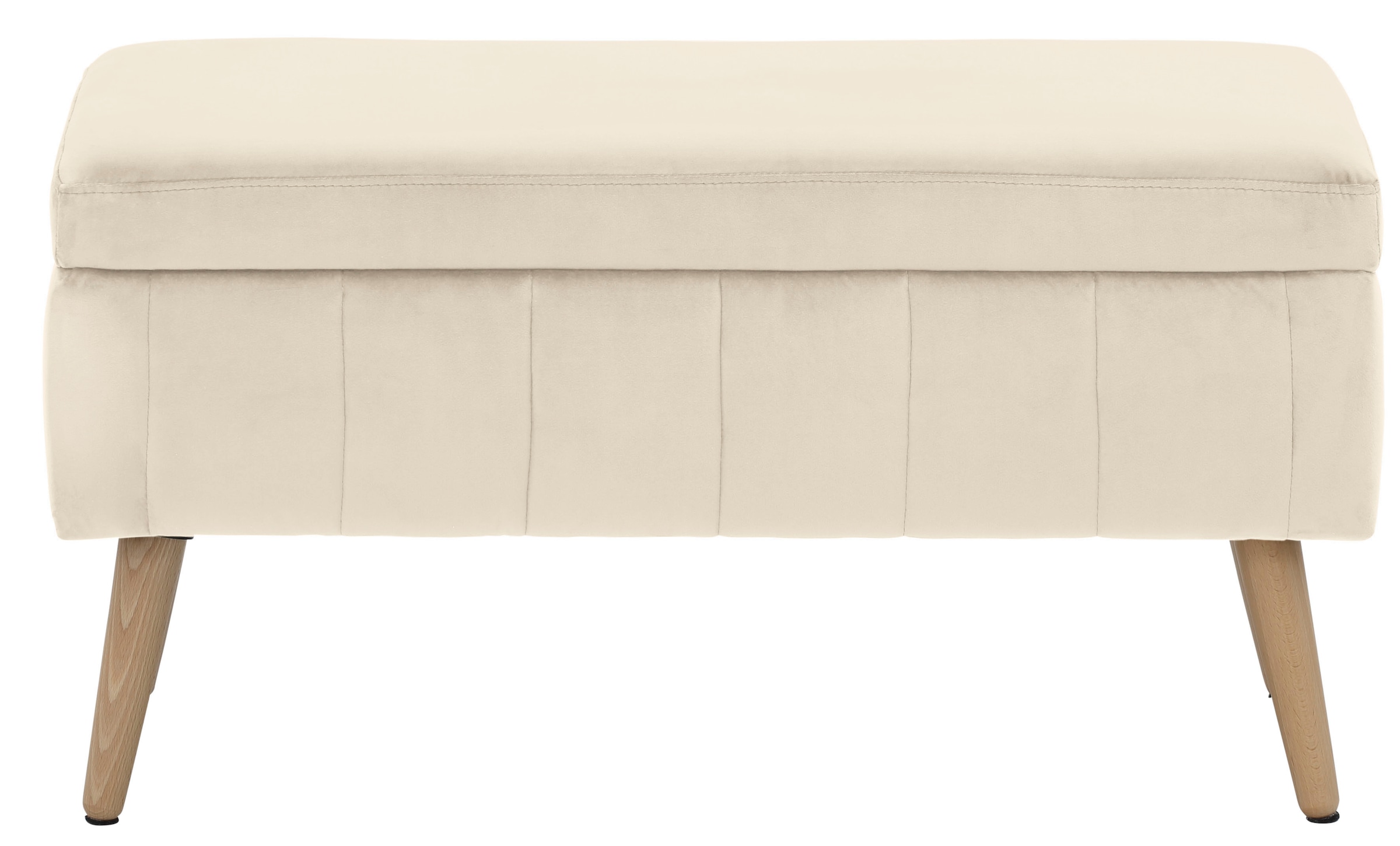 INOSIGN Truhenbank »AMIRA Sitzbank mit Stauraum, Masse B/T/H: 81/36/43 cm«, mit Staufach, in 3 Bezugsqualitäten mit feiner Steppung