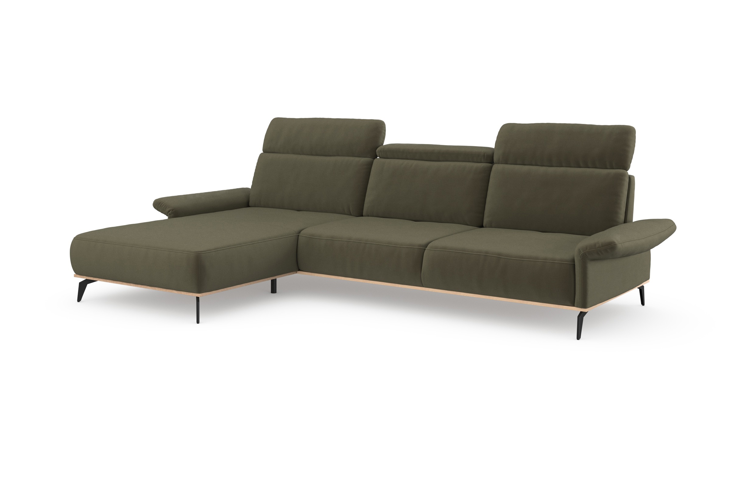 Places of Style Ecksofa »Fjord L-Form«, massiv, wahlweise mit Armlehnfunktion, Kopf- Sitztiefenverstellung