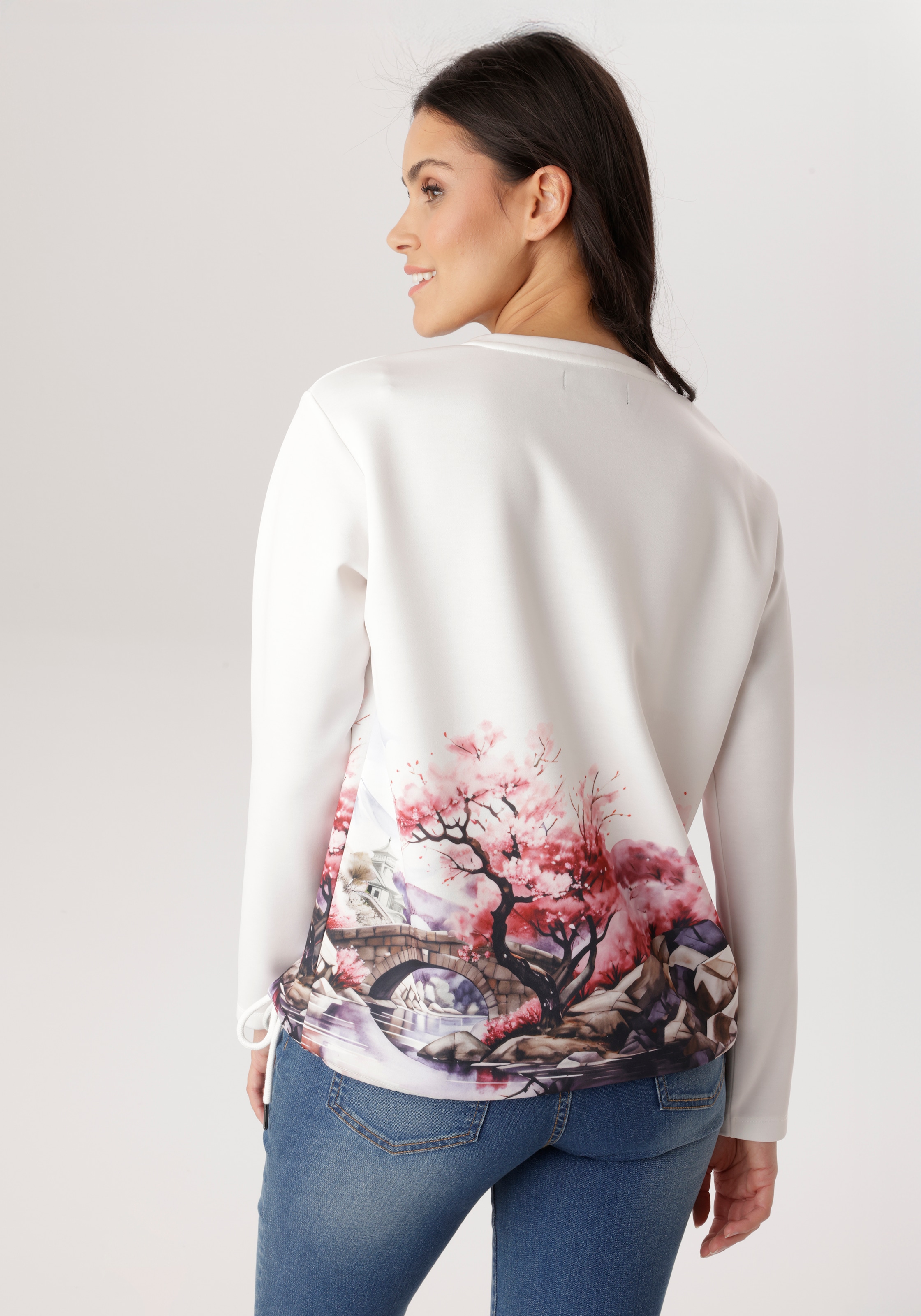 Aniston SELECTED Sweatshirt , mit malerischen Druck vorne und hinten - NEUE KOLLEKTION
