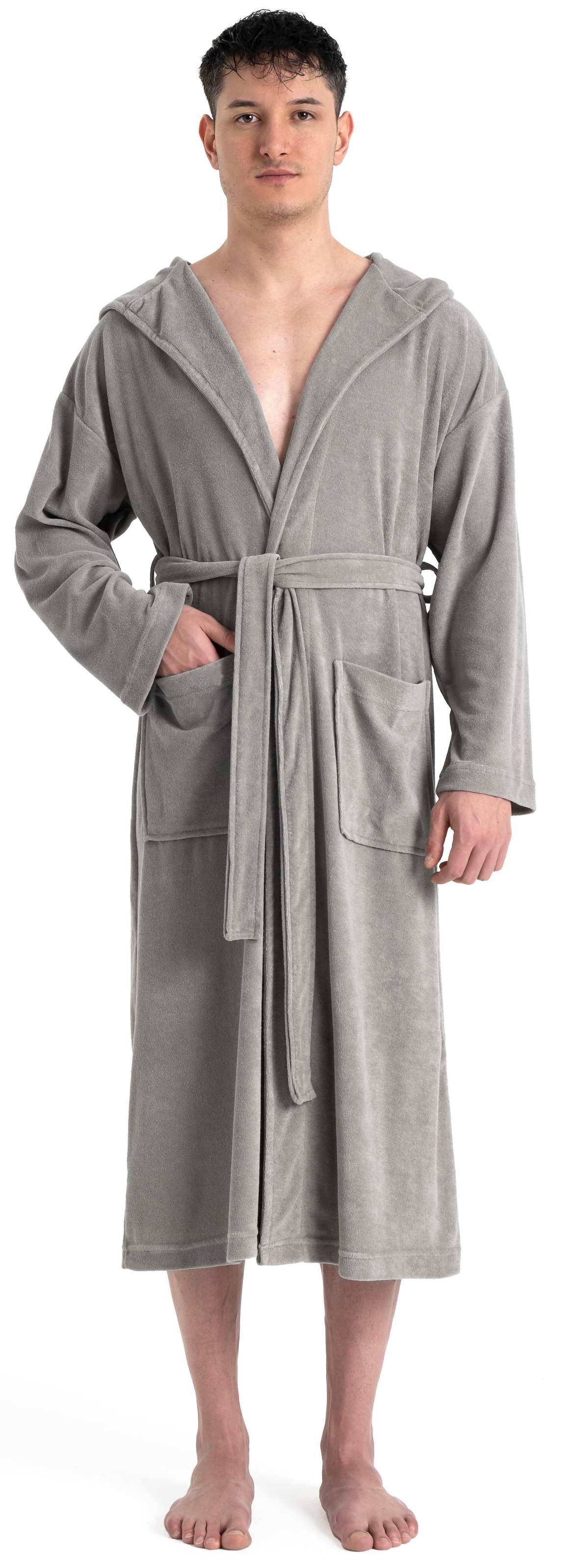 my home Peignoir de bain homme »Sina, ideal für Sauna & Spa, Hotelbademantel, Morgenmantel« 1 cuis einfarbiger Bademantel, lang, hoher Baumwollanteil, S-4XL