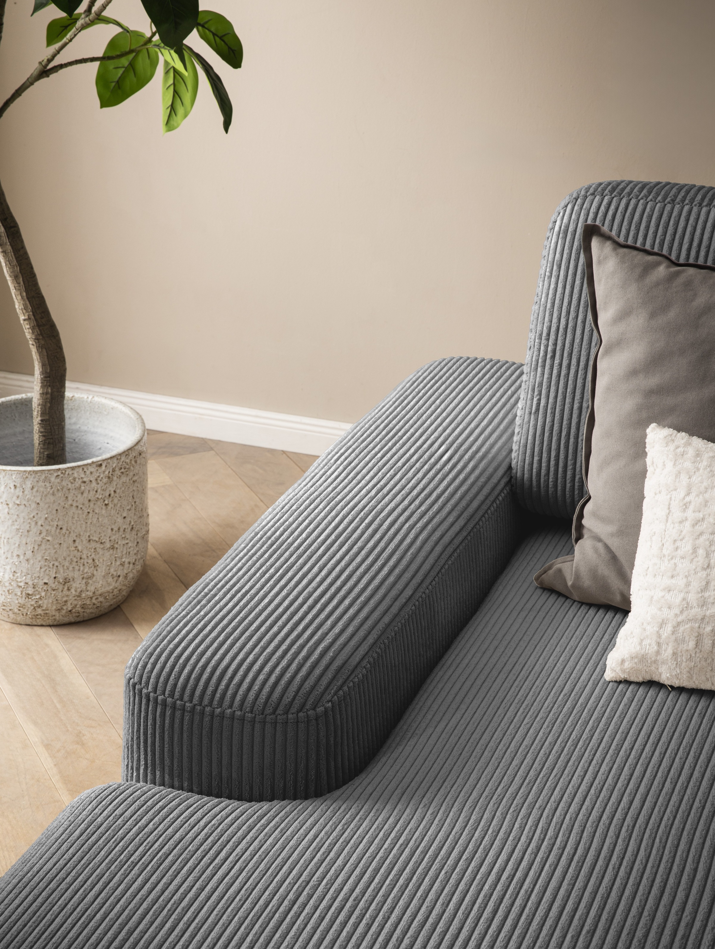 Home affaire Ecksofa »TORGE (264cm), Schlafsofa in Cord, Samtvelours o Struktur fein, L-Form« Schlaffunktion, Bettkasten, Liegefläche: 125/210 cm