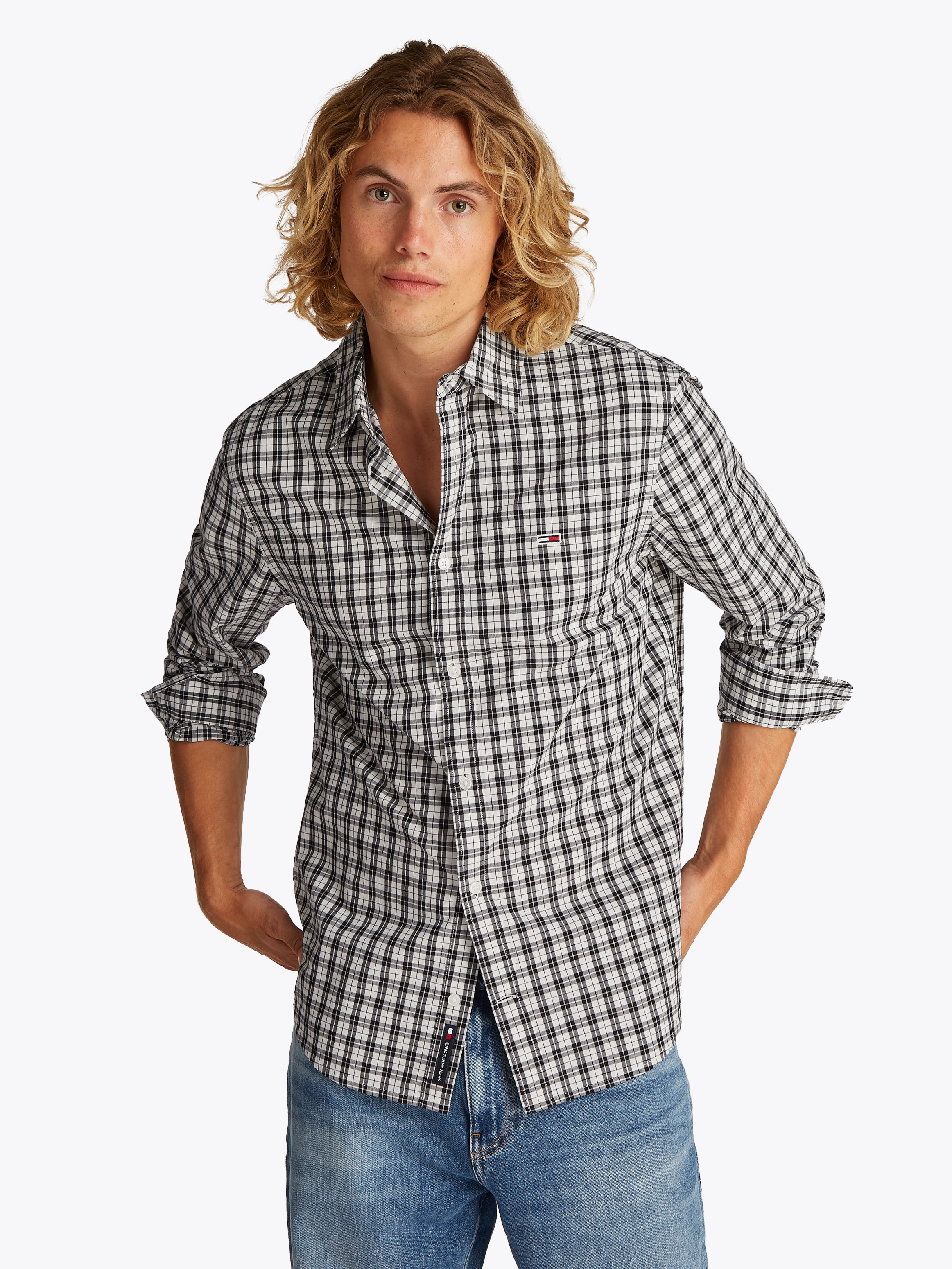 TOMMY JEANS Langarmhemd »TJM REG POPLIN CHECK LS SHIRT«