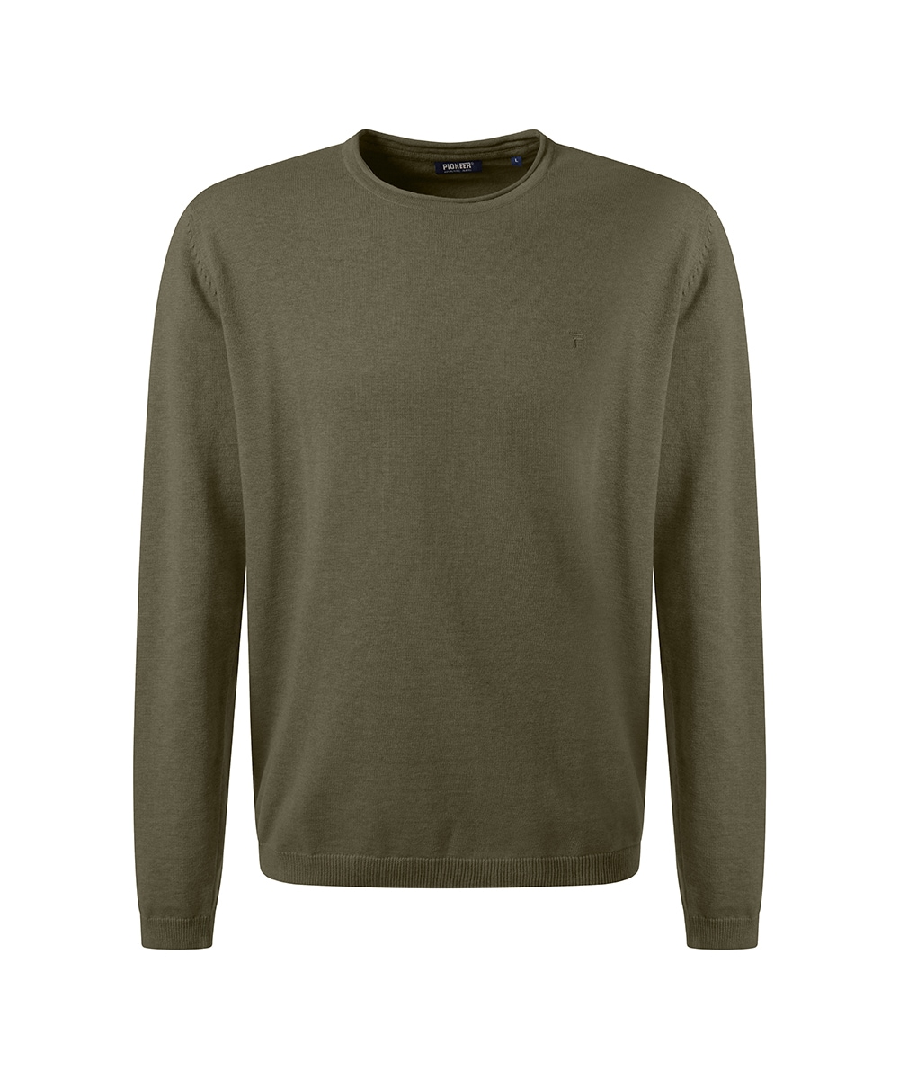 Pioneer Authentic Jeans Rundhalspullover mit Rollkante