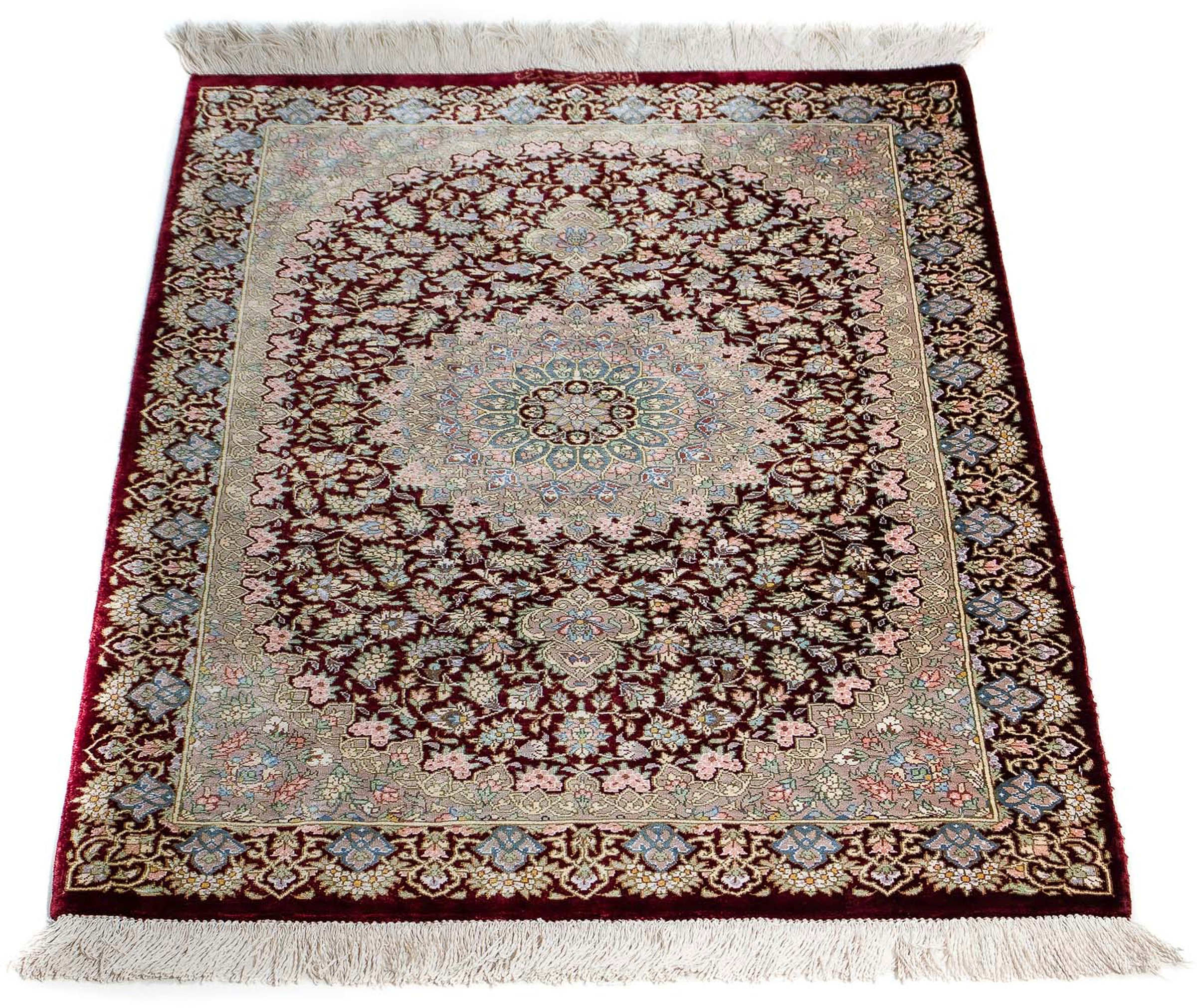 Image of morgenland Orientteppich »Perser - Ghom - 88 x 57 cm - dunkelrot«, rechteckig, 10 mm Höhe, Wohnzimmer, Handgeknüpft, Einzelstück mit Zertifikat bei Ackermann Versand Schweiz