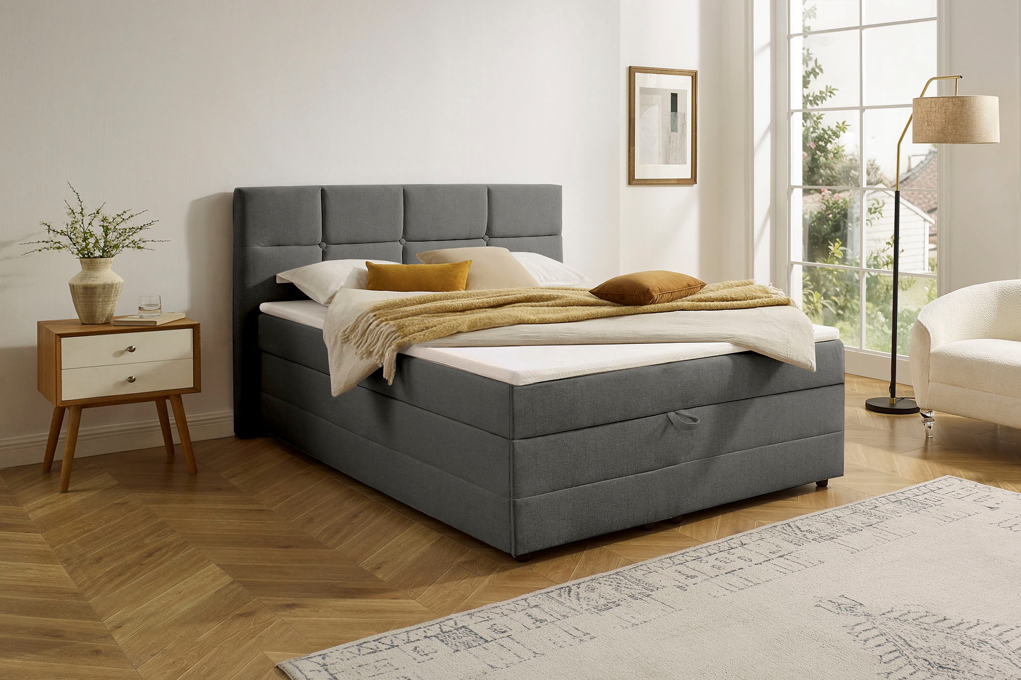 GOODproduct Boxbett »Fillmore inkl. Bettkasten, Liegefläche 140 und 180x200 cm« inkl. Topper, erhältlich in verschiedenen Farben