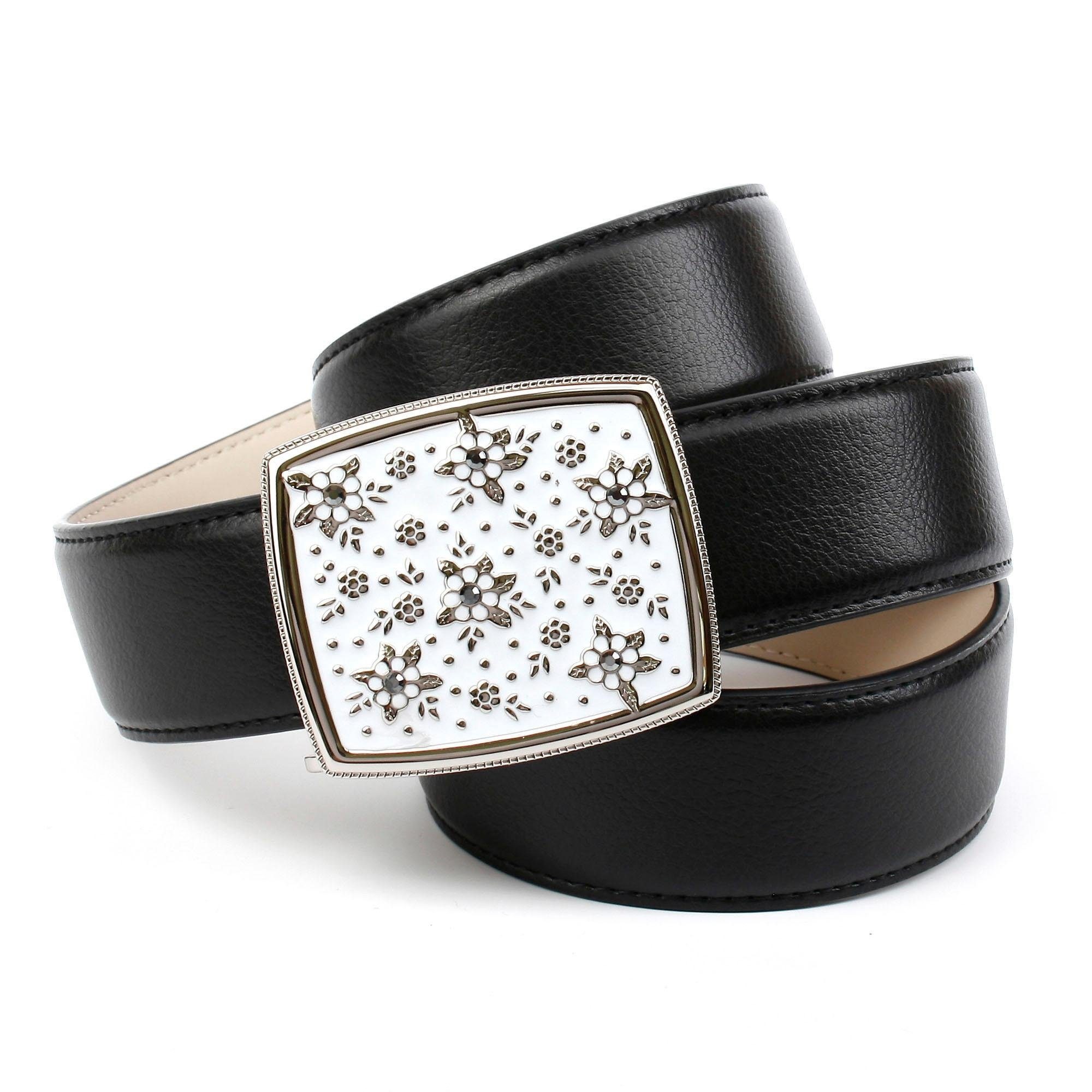 Image of Anthoni Crown Ledergürtel, mit handgefertigter Glasur-Schliesse, kleine Blüten bei Ackermann Versand Schweiz
