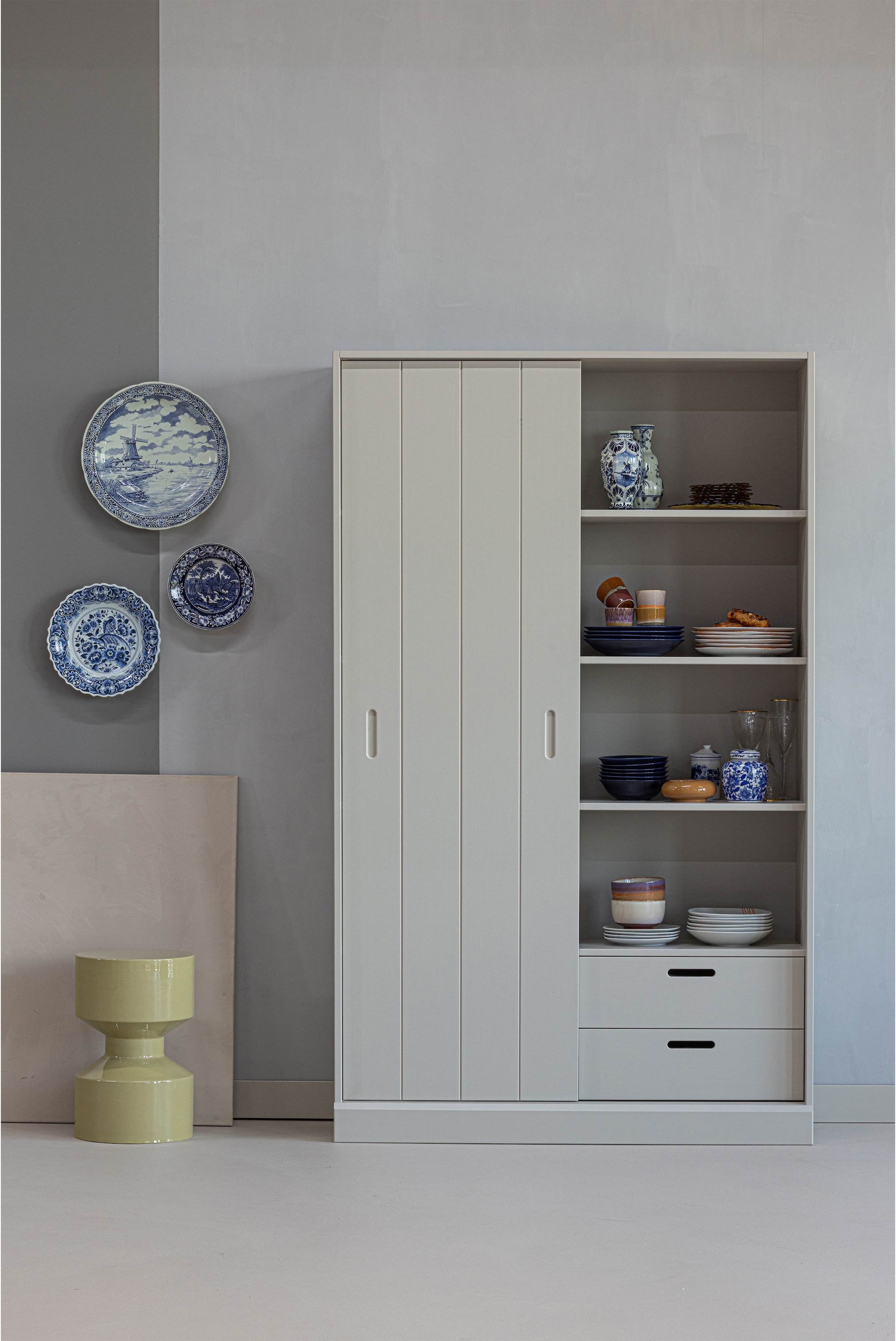 WOOOD Mehrzweckschrank »Mila FSC® Mix Kiefernholz mit Schiebetür und Schubladen 120x42x200 cm« Sichtbare Maserung, Tragkraft 10 kg pro Boden, einfach zu montieren