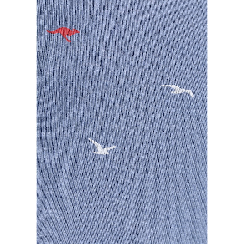 KangaROOS Langarmshirt, mit süssem Pünktchen, Vogel und Anker Allover-Print