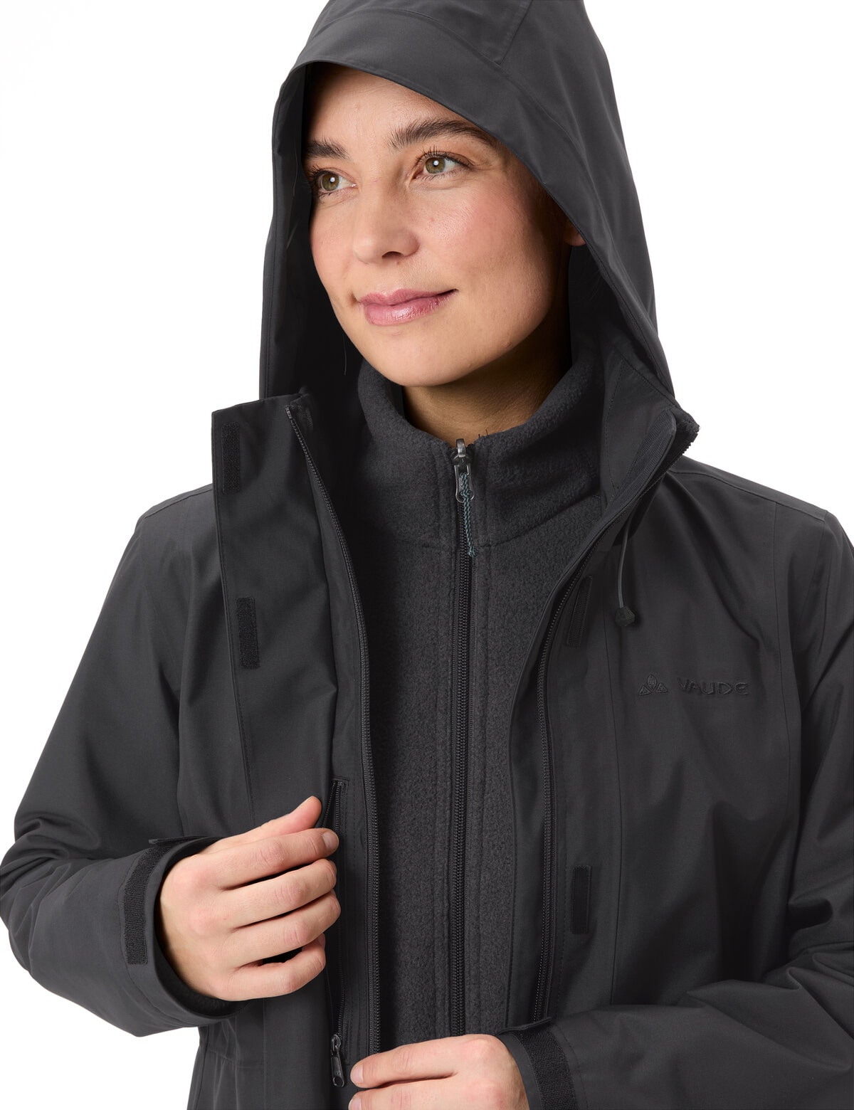VAUDE 3-in-1-Funktionsparka »WOMEN'S IDRIS 3IN1 PARKA IV« 2 Stk. tlg. mit regulierbarer Kapuze, mit drei Aussentaschen