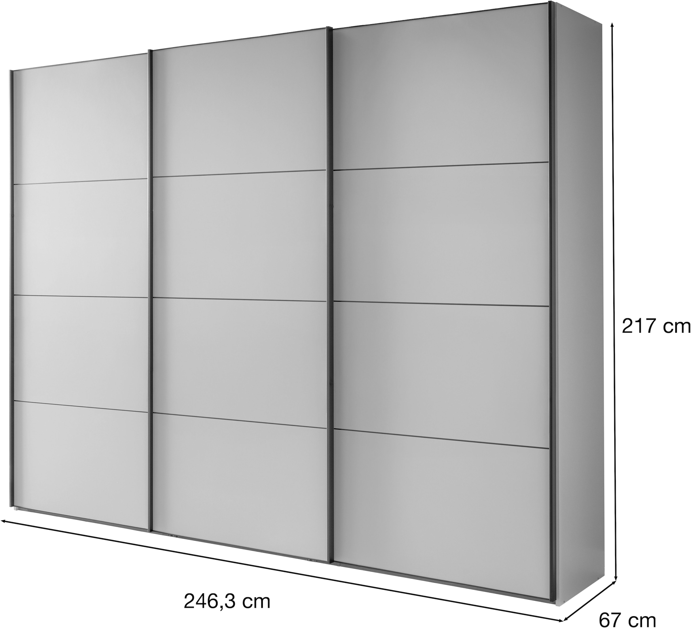 WIEMANN Schwebetürenschrank »Phoenix, Made in Germany, modernes Design, Highlight, Blickfang« Viele Farbkombinationen, in 4 Breiten und in 2 Höhen erhältlich,  maximaler Staurraum, inkl.Einlegeböden, Wäscheböden u. Dämpfer