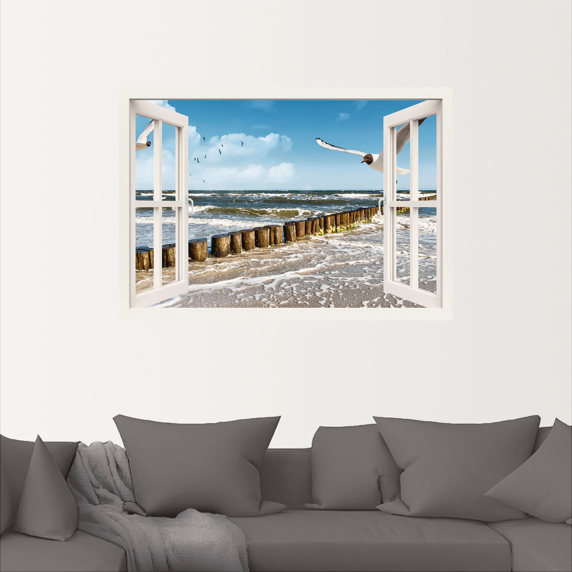 Artland Wandbild »Fensterblick - Ostsee«, Fensterblick, (1 St.), als Leinwandbild, Poster, Wandaufkleber in verschied. Grössen