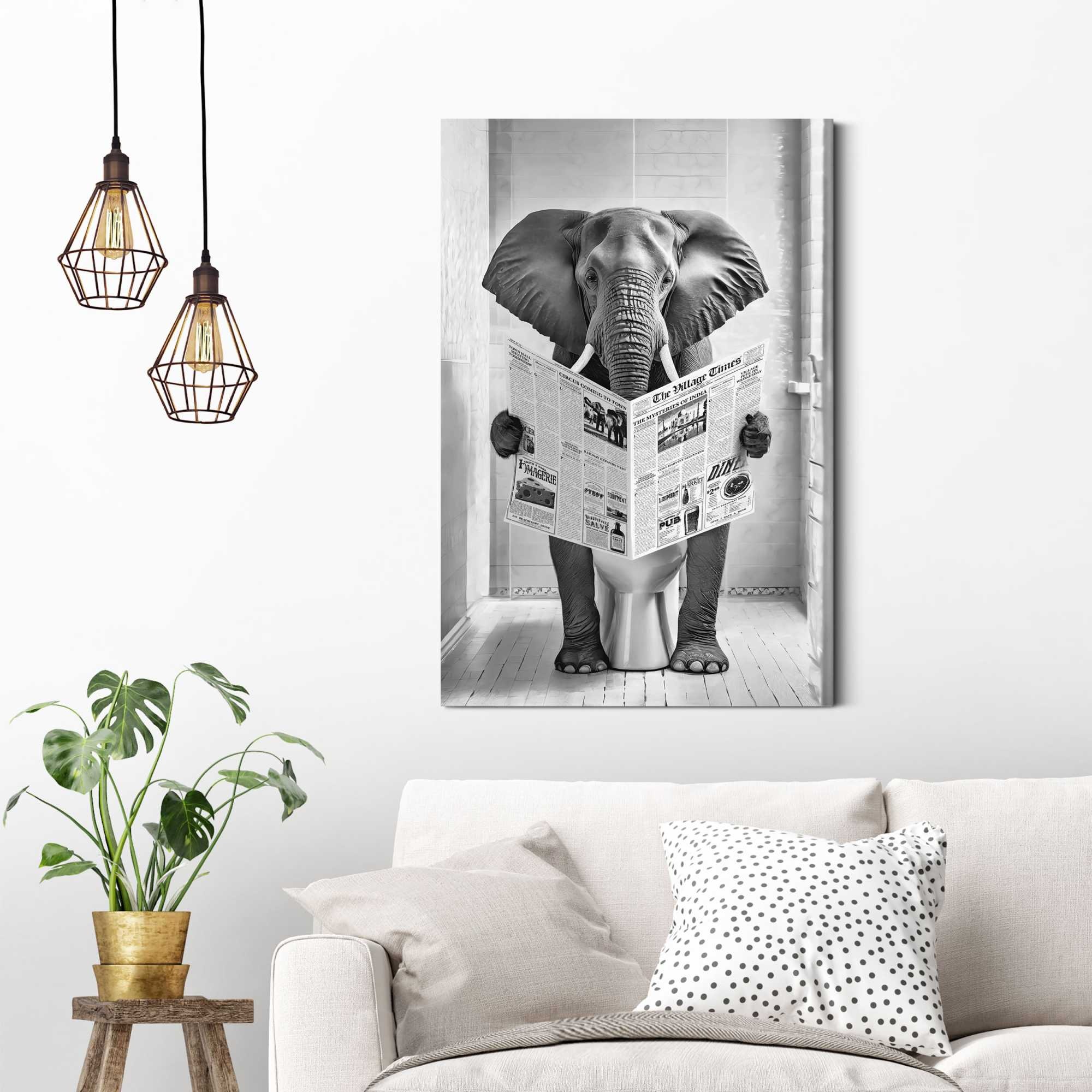 Reinders! Deco-Panel »Kuh auf Toilette« Toilette - Schwarz-Weiss - MDF - Tiere - 60x90 cm