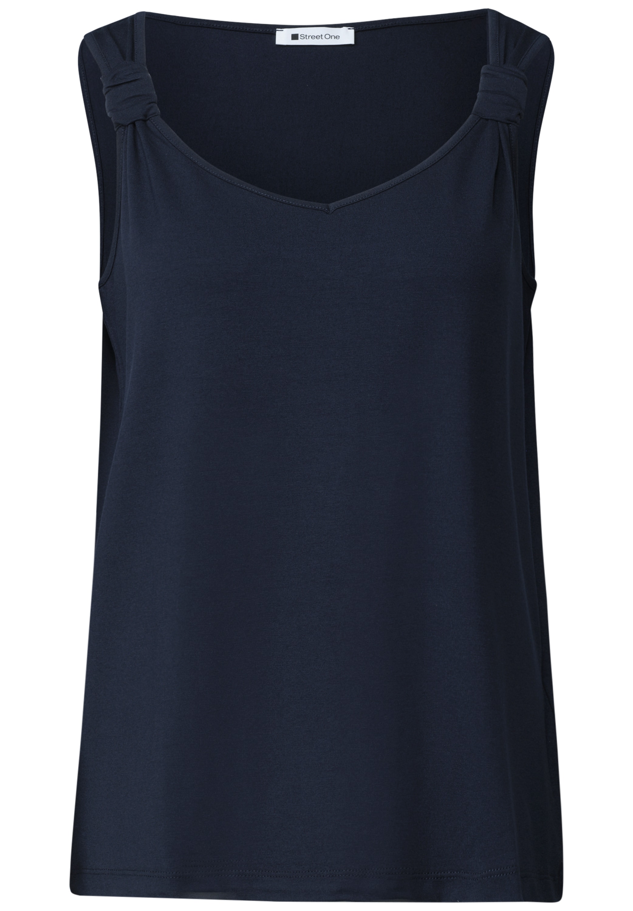 STREET ONE Shirttop Sommertop mit V-Neck und Knotendetail