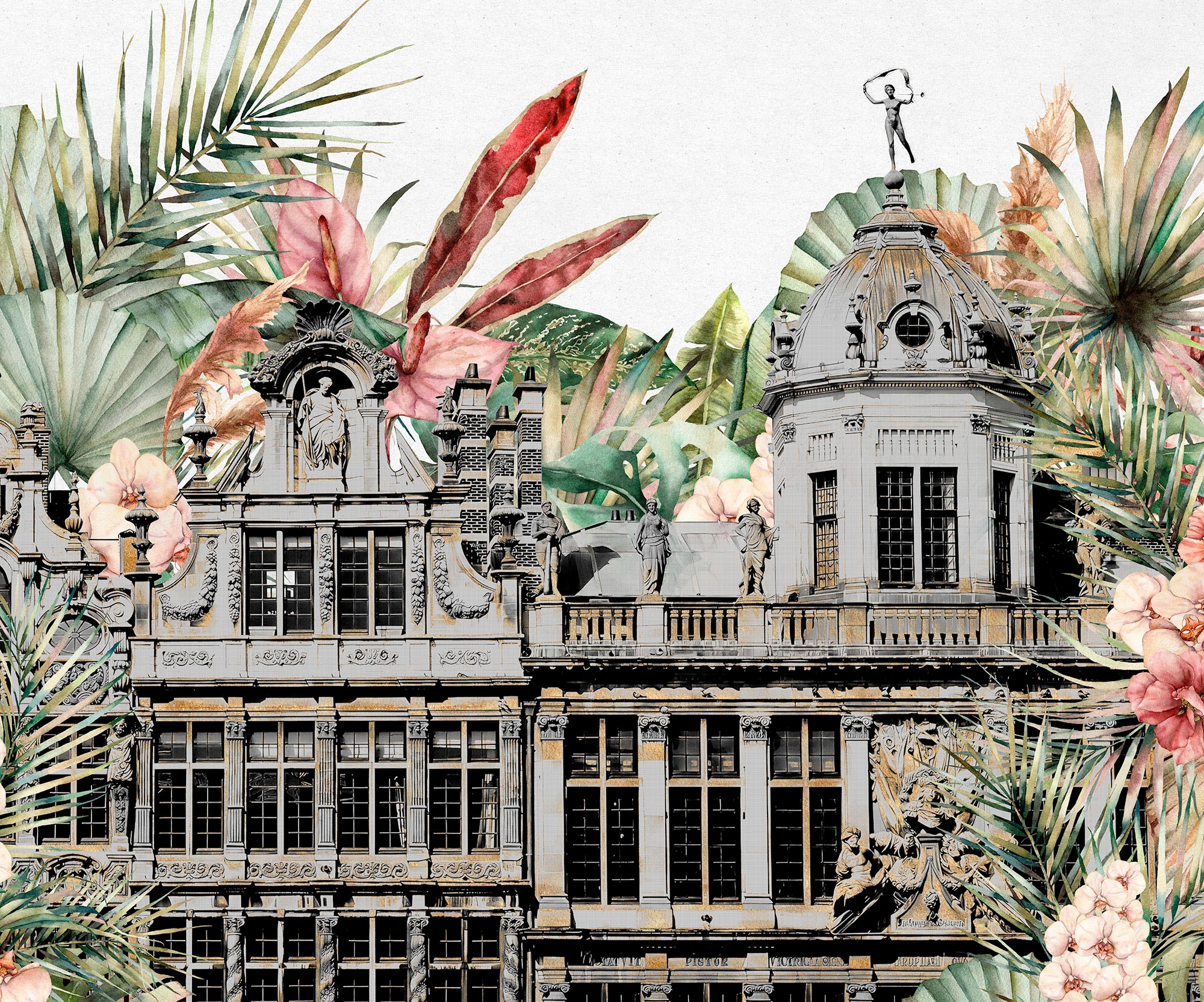 Komar Fototapete »Digitaldruck Vlies - Tropical Palace - Grösse 300 x 250 cm«, bedruckt, Wohnzimmer, Schlafzimmer