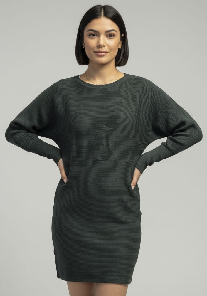 Image of Laura Scott Strickkleid mit Fledermausärmeln und Rippstrick - NEUE KOLLEKTION