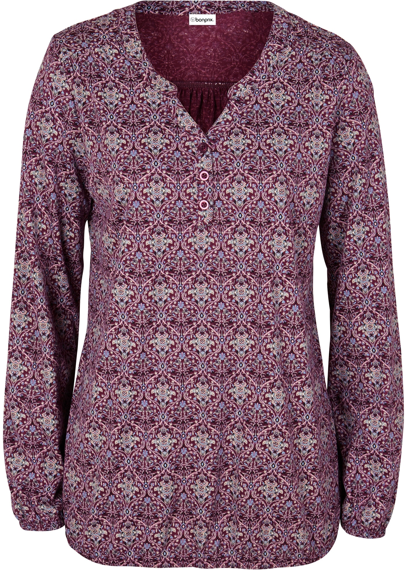 bonprix T-shirt tunique Loose Fit Passform, Langarm-Design, aus Baumwolle und Viskose