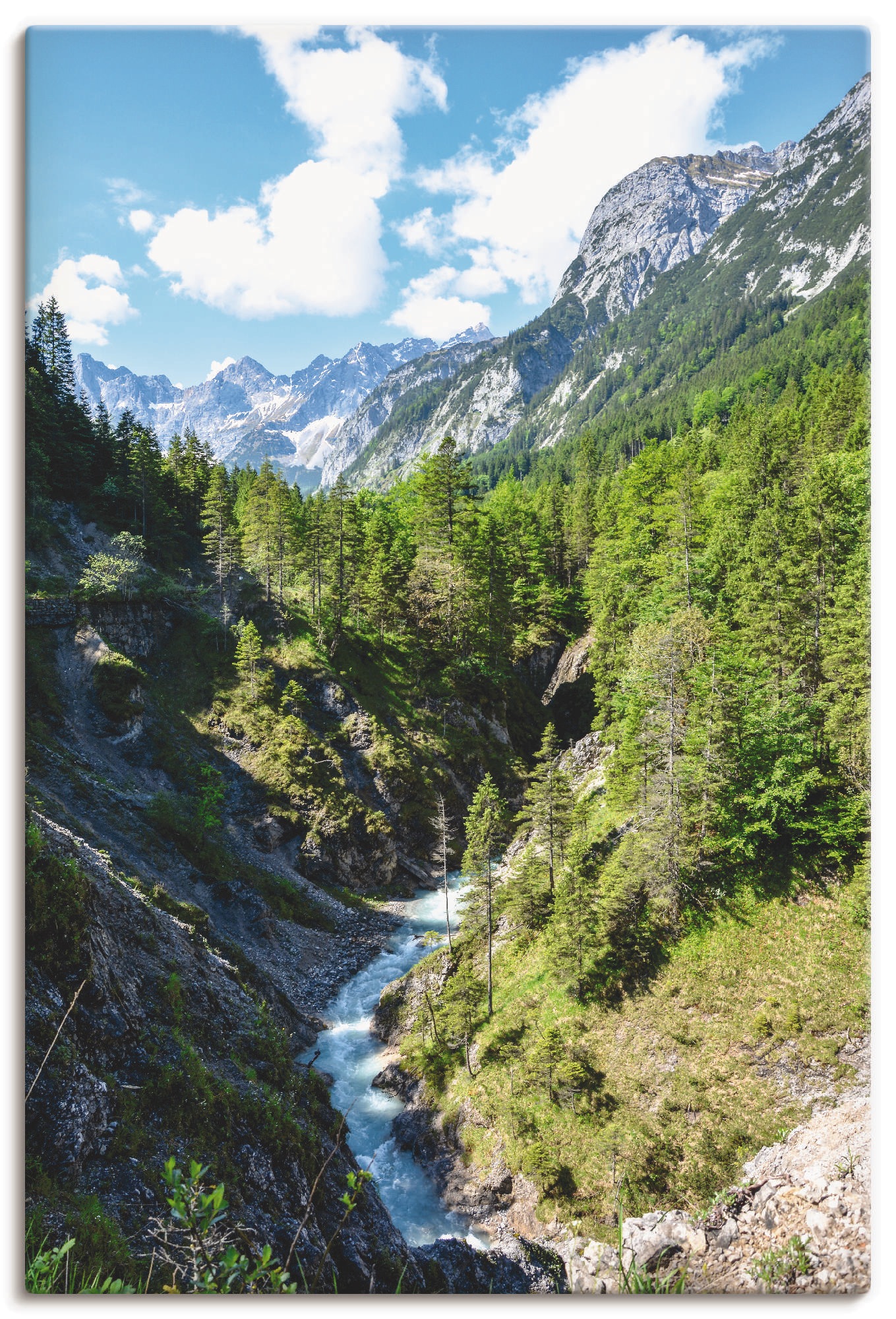 Image of Artland Leinwandbild "Fluss schlängelt sich durch Tal" Berge 1 Stk. tlg. auf Holzrahmen gespannt