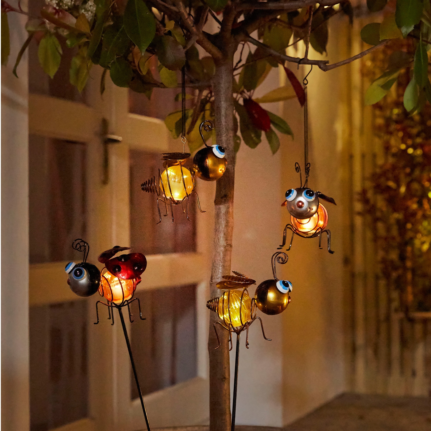 LUXFORM Lampe à suspendre »Solar - 1x Biene und 1x Marienkäfer - 2 Stück« Module LED 2 cuis ornement décoratif de jardin