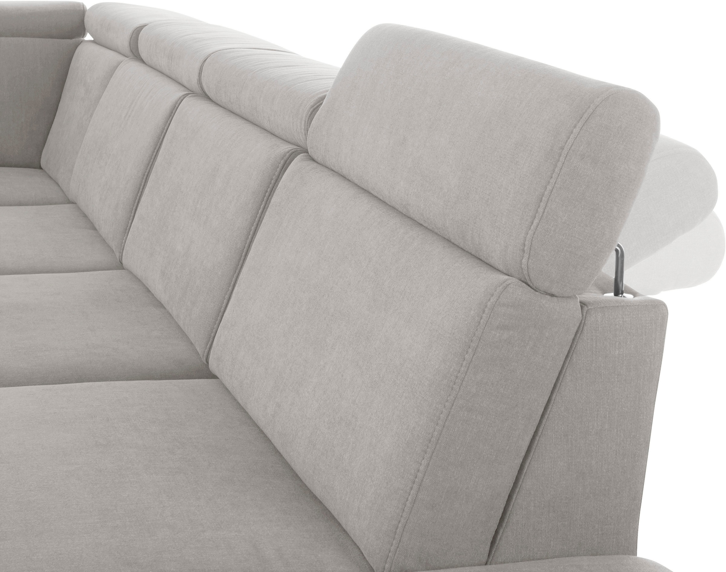 sit&more Wohnlandschaft »Brisbane U-Form«, Fusshöhe 12 cm, inklusive Sitztiefen-, Armteil- und Kopfteilverstellung
