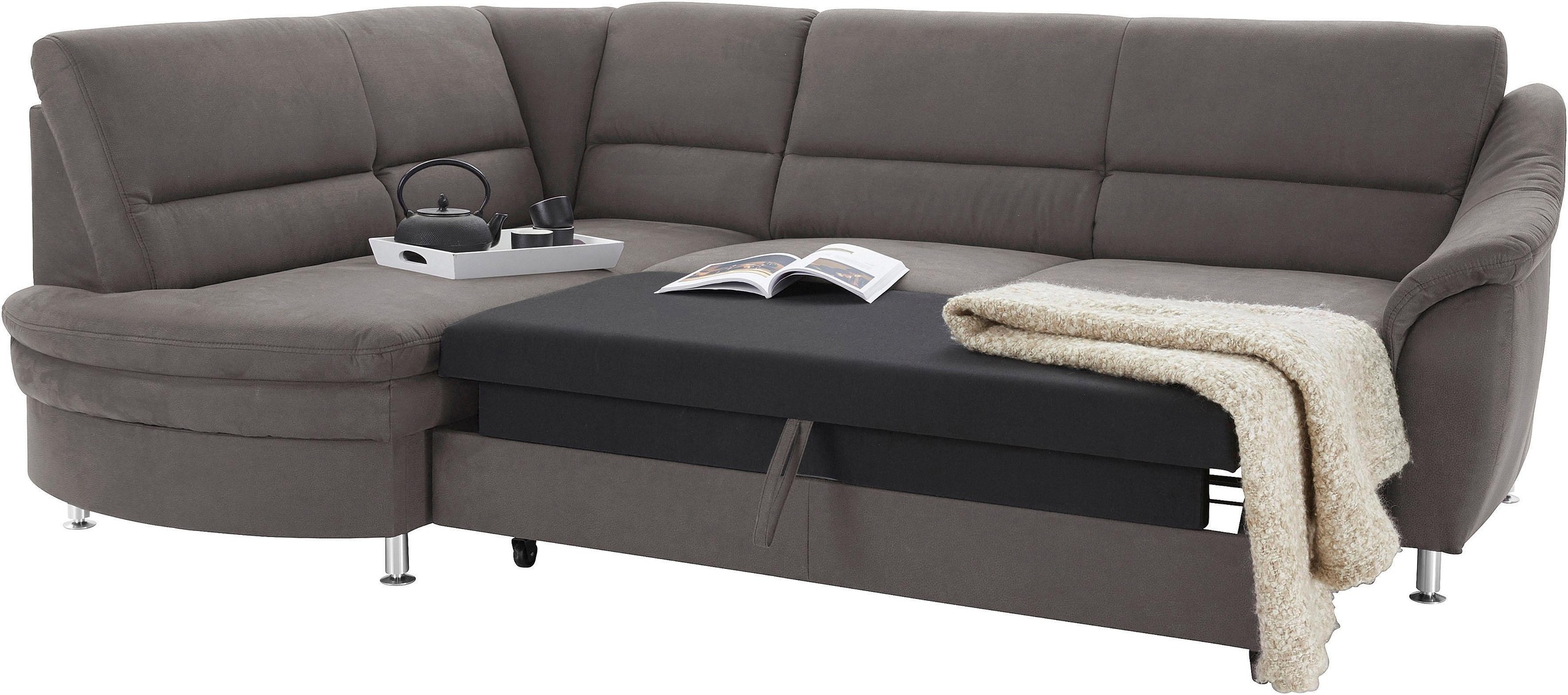 sit&more Ecksofa »Cardoso L-Form«, mit Federkern, wahlweise mit Bettfunktion und Schubkasten