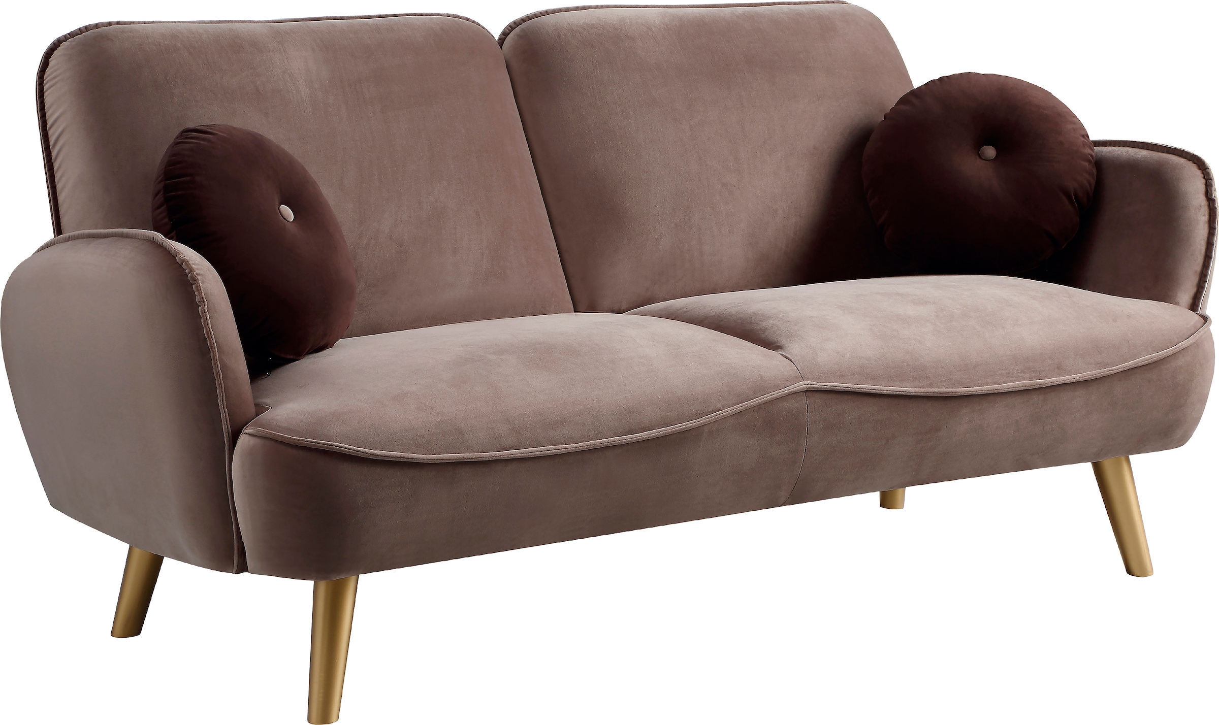 ATLANTIC home collection 3-Sitzer »Ben«, mit Welleunterfederung,inkl. 2 Dekokissen, goldfarbenenen Massivholzfüssen