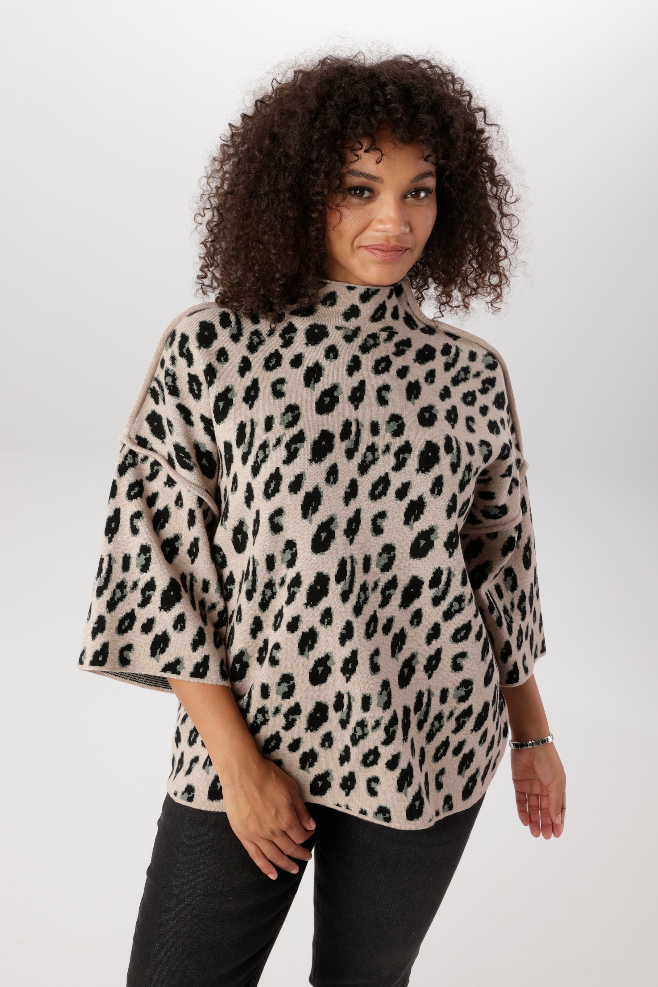 Image of Aniston PLUS Strickpullover in trendigem Leodessin - NEUE KOLLEKTION