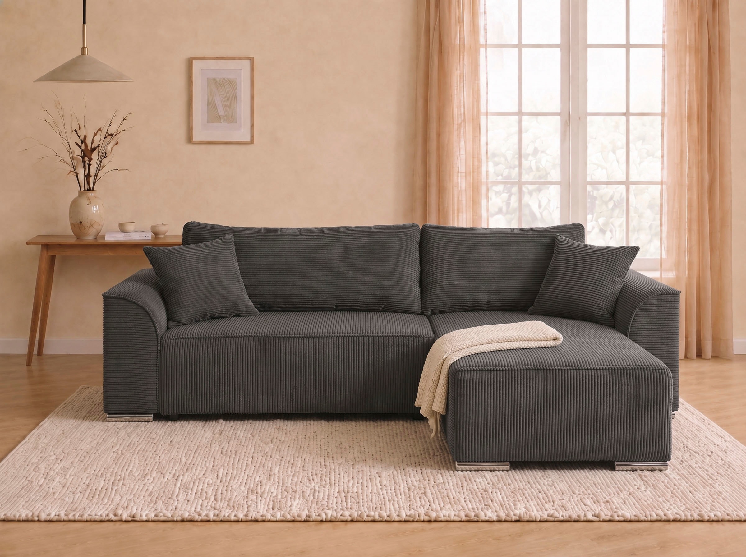 COLLECTION AB »Sara L-Form, B: 236 cm, Schlaffunktion, Bettkasten, optional Topper« Bonnellfederkern, Liegefl. 116x190 cm, Couch als Schlafsofa