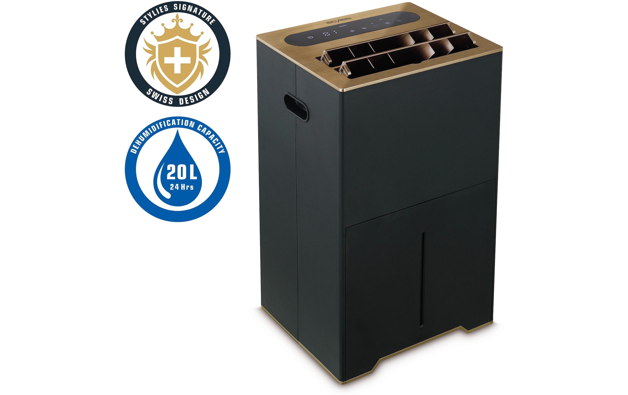   Luftentfeuchter »Stylies by Koenig Mercure 90 m²« für 90 m³ Räume Entfeuchtung 20 l/Tag Tank 3,8 l