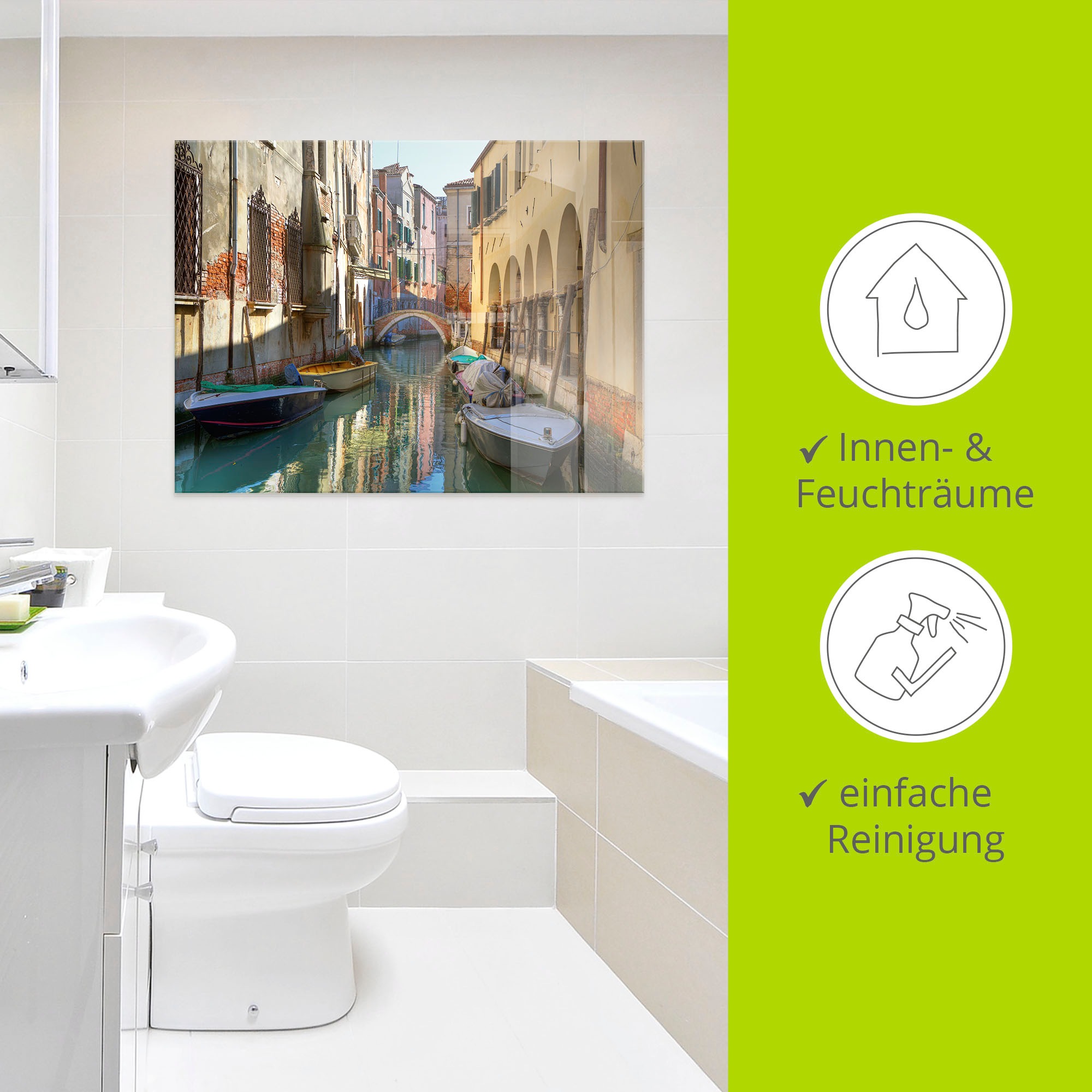 Artland Glasbild »Boote auf Kanal in Venedig« Italien 1 Stk. tlg. in verschiedenen Grössen