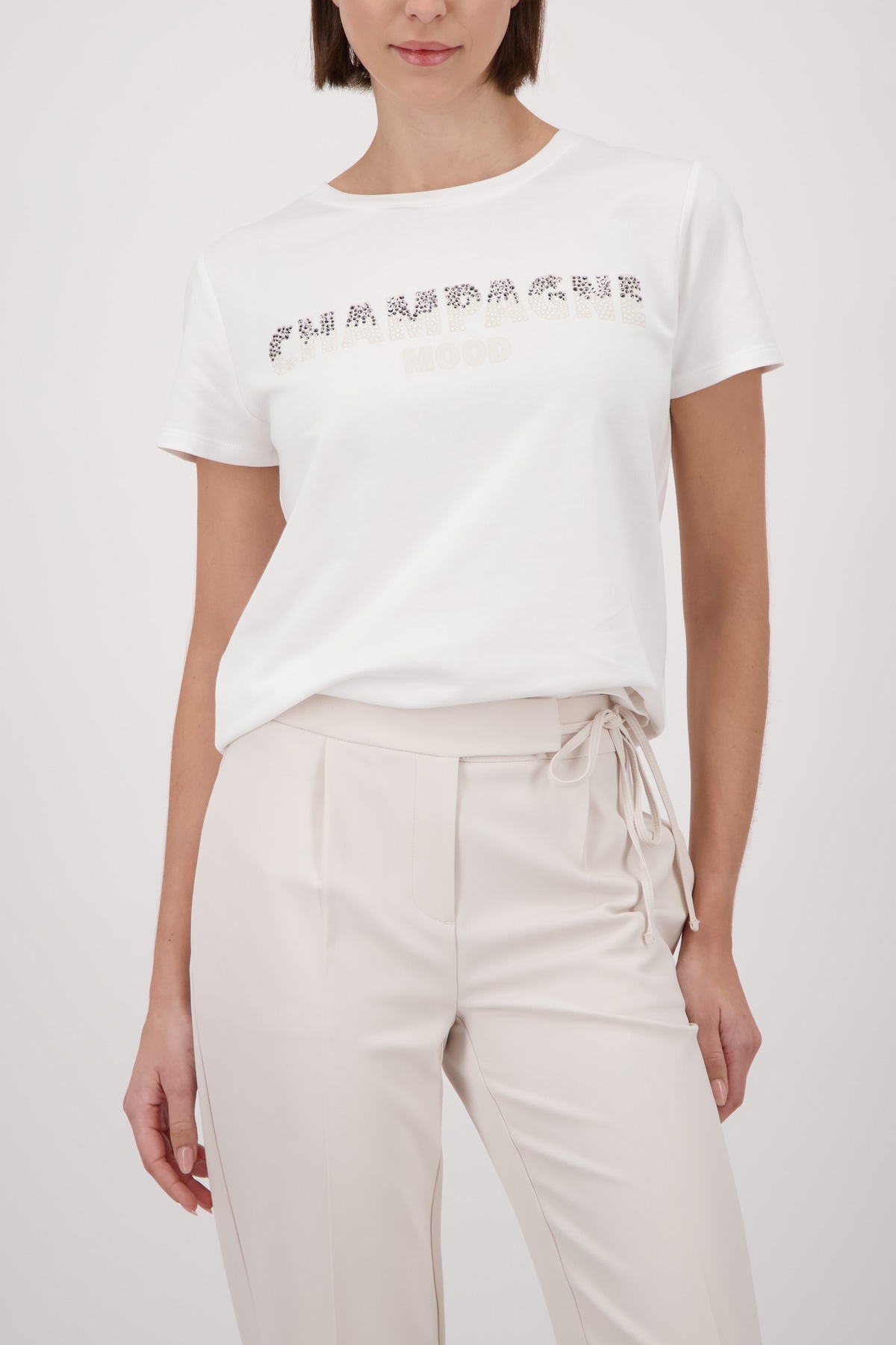 Image of Monari T-Shirt "Shirt Schmuckschrift" Regular fit mit Strasssteinen