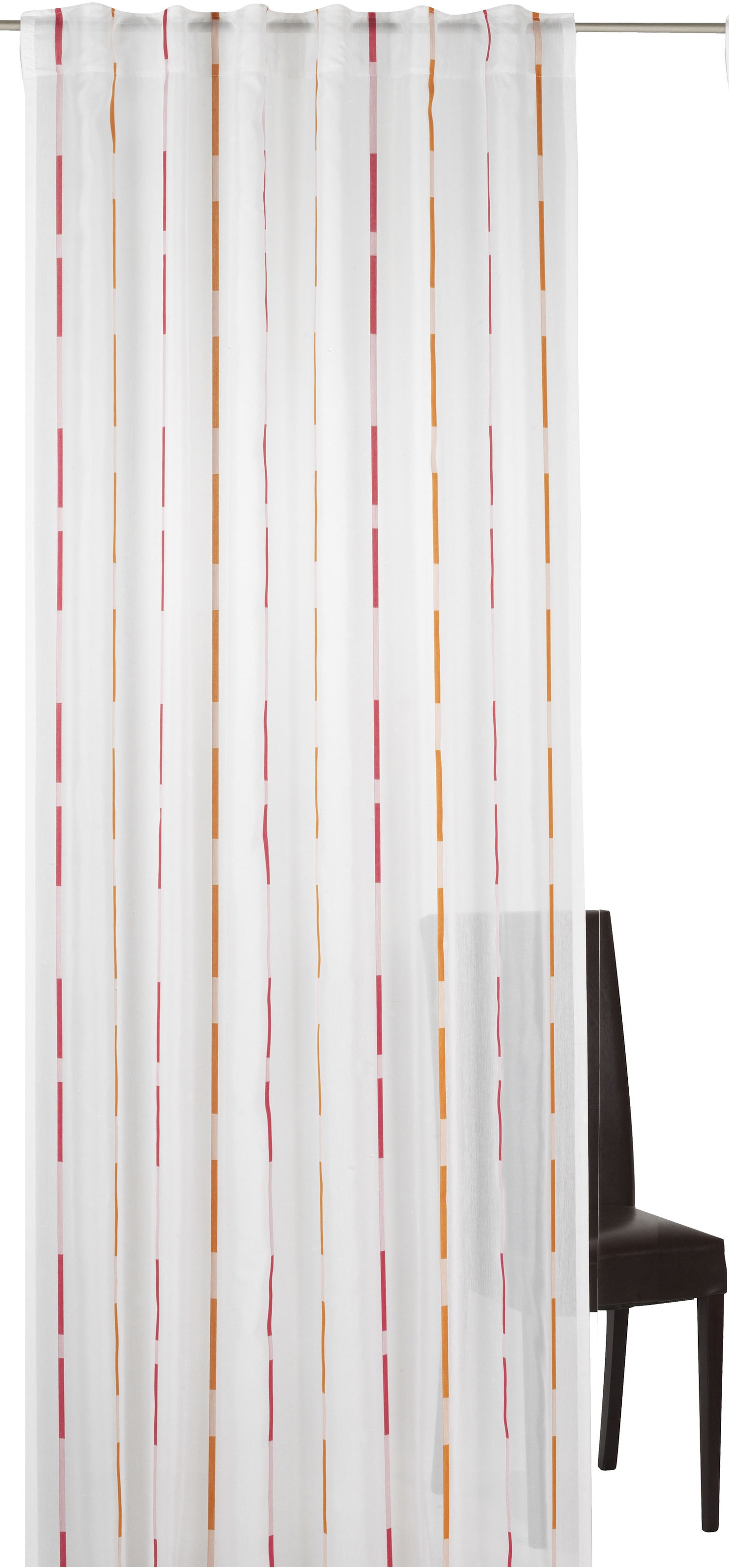 Image of ELBERSDRUCKE Gardine »Calypso«, (1 St.), Schlaufenschal mit Kräuselband Calypso 01 weiss-blau 255x140 cm halbtransparent bei Ackermann Versand Schweiz