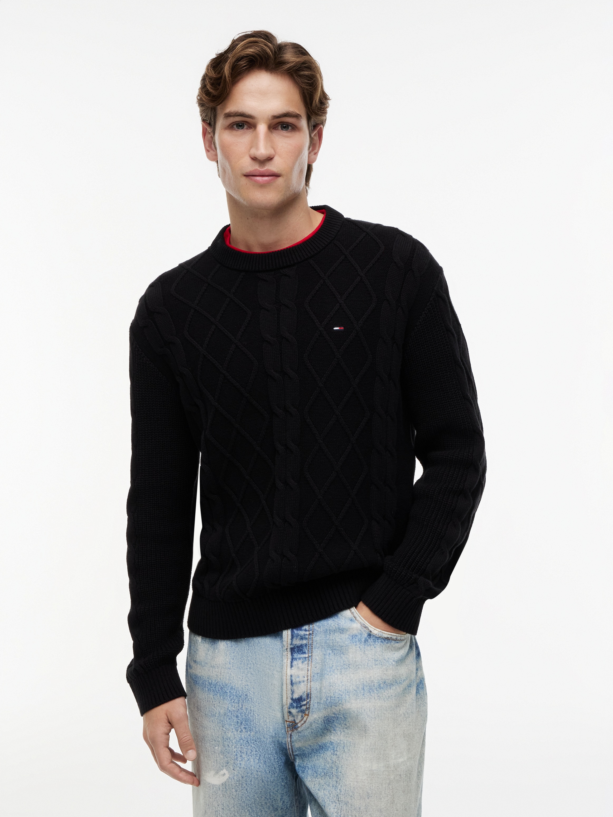 Image of Tommy Jeans Rundhalspullover "TJM REG CABLE KNIT SWEATER"