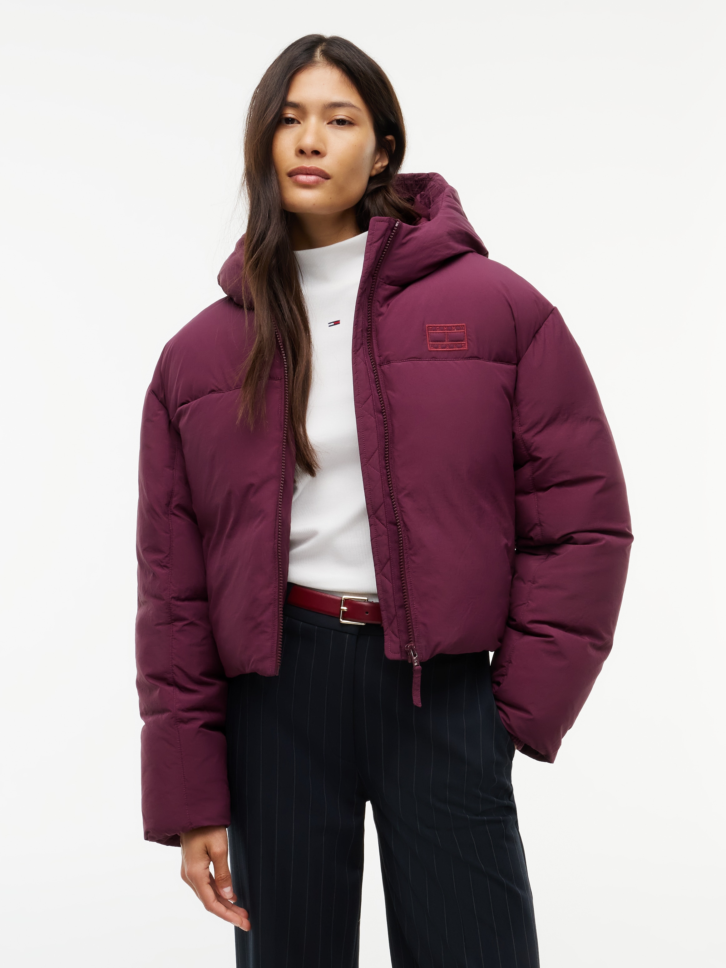 Image of Tommy Jeans Steppjacke "TJW HOODED FLAG PUFFER EXT" mit Kapuze Kunstfaser