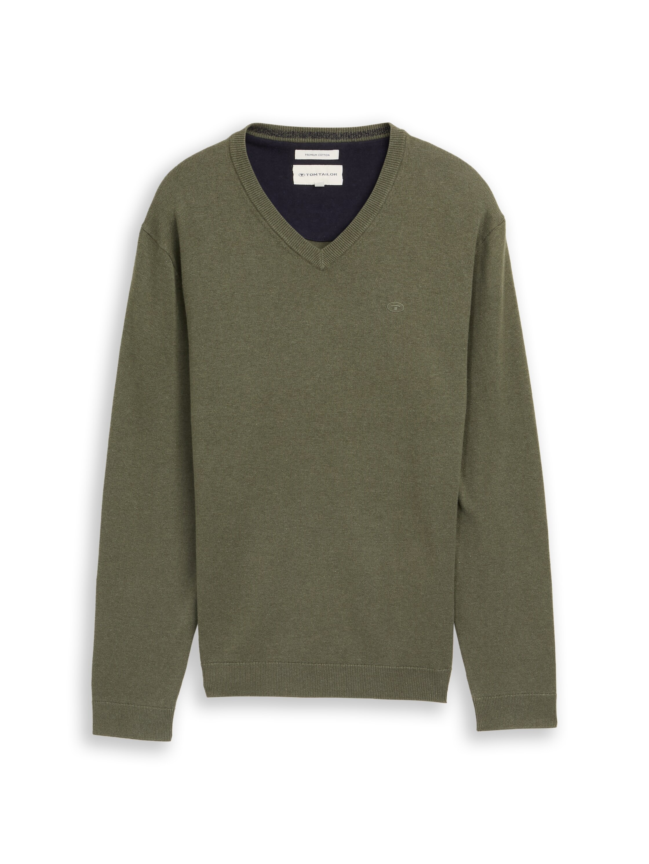 TOM TAILOR V-Ausschnitt-Pullover mit kleiner Logo-Stickerei