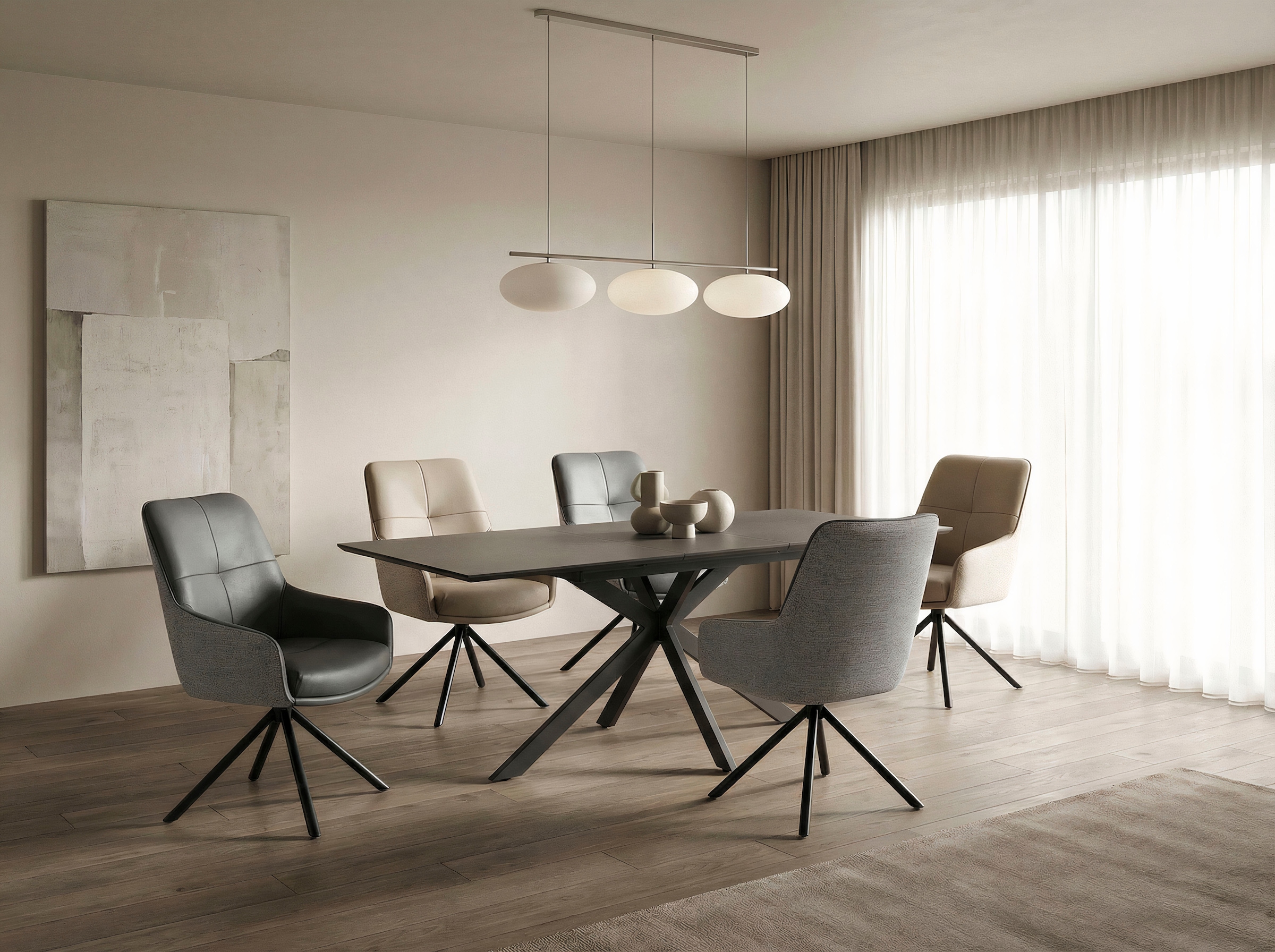 HELA Chaise avec accoudoirs »FARO« () 1 cuis360° drehbar, Materialkombi, Echtleder, Armlehnen