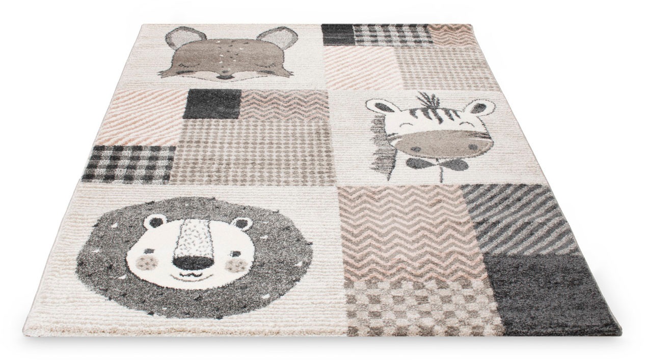 Image of Living Line Kinderteppich »Patchwork Tiere«, rechteckig, 12 mm Höhe, Kurzflor, Patchwork Design, niedliche Dschungeltiere, Kinderzimmer bei Ackermann Versand Schweiz