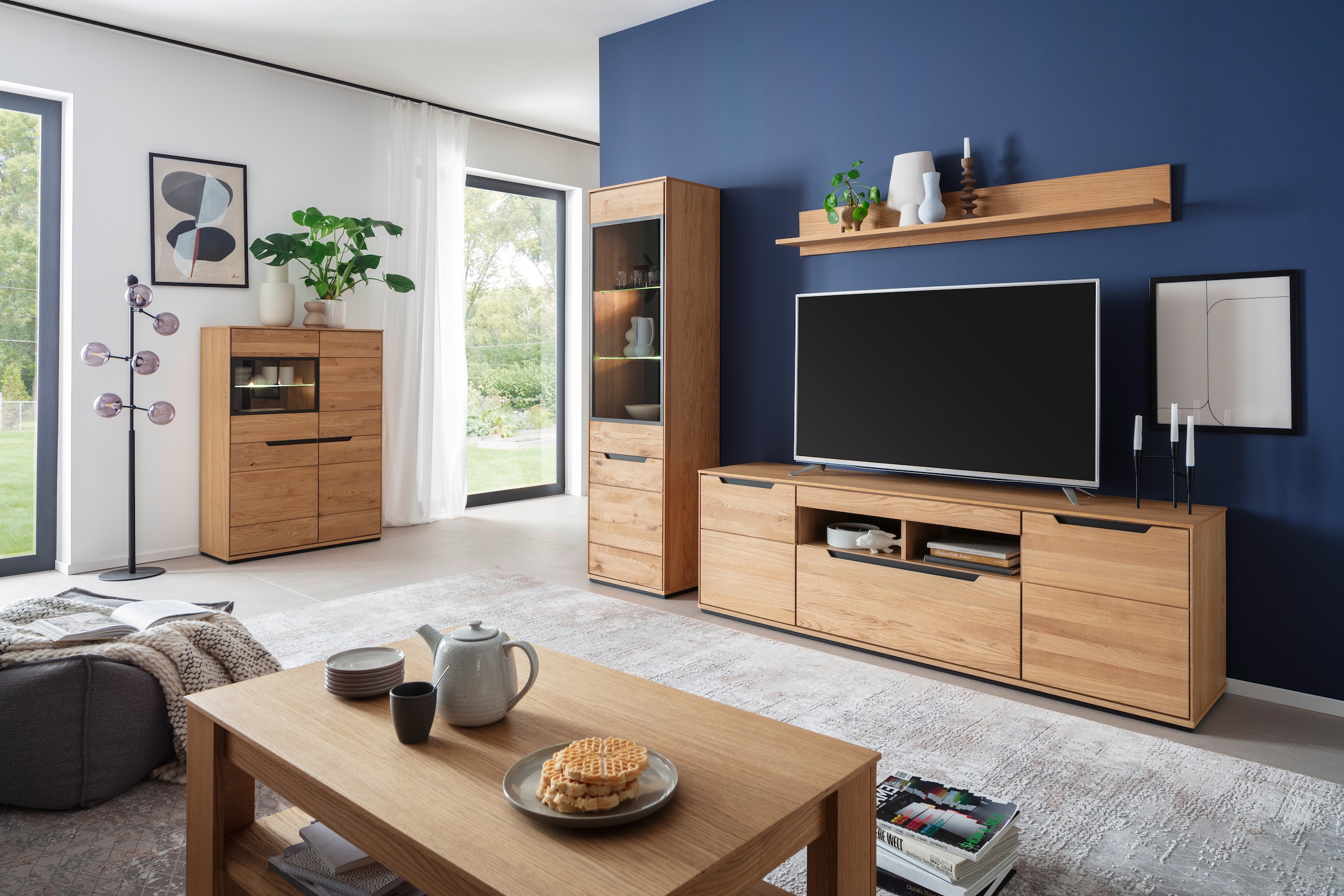 MCA living Meuble mural »Araya Wohnkombination II« Komplett-Set, optional: Glaskantenbeleuchtung, 4 cuis tlg.