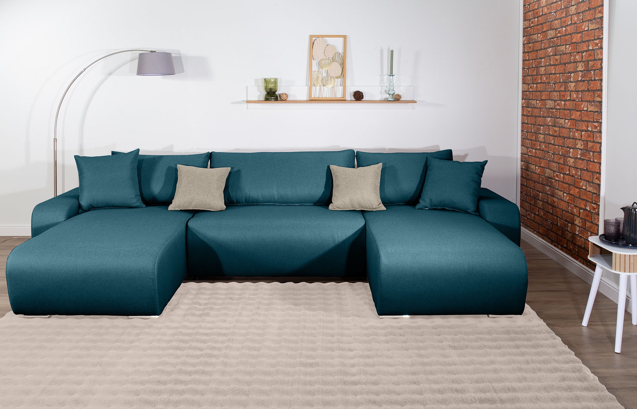 Image of COLLECTION AB Wohnlandschaft "Paola U-Form, B: 314 cm" Bettfunktion, Bettkasten & 4 Zierkissen, Federkern
