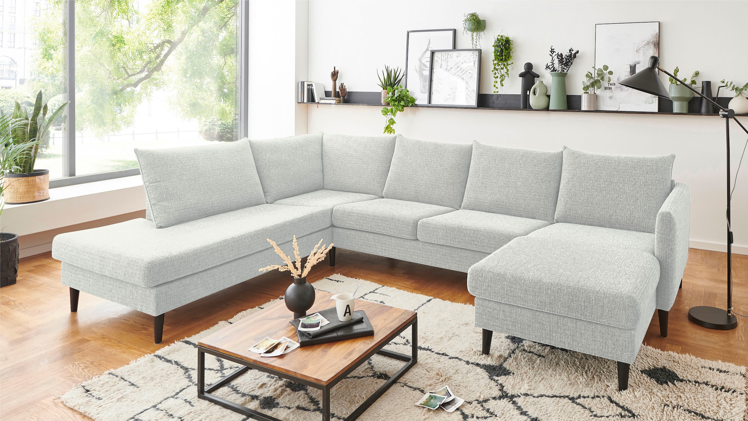 Image of ATLANTIC home collection Wohnlandschaft "Rekvik U-Form" mit Wellenunterfederung, mit Massivholzfüssen