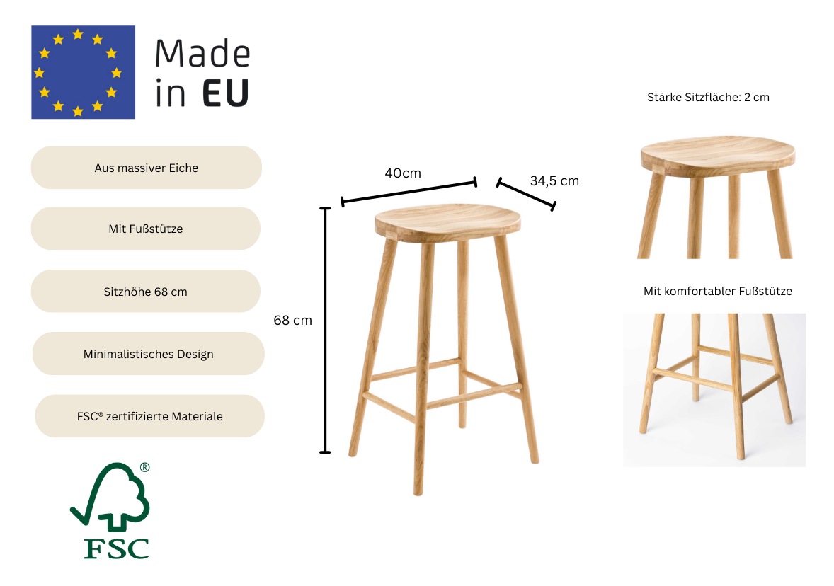 Home affaire Stuhl »Horten« () aus massiver Eiche, FSC®-zertifiziert