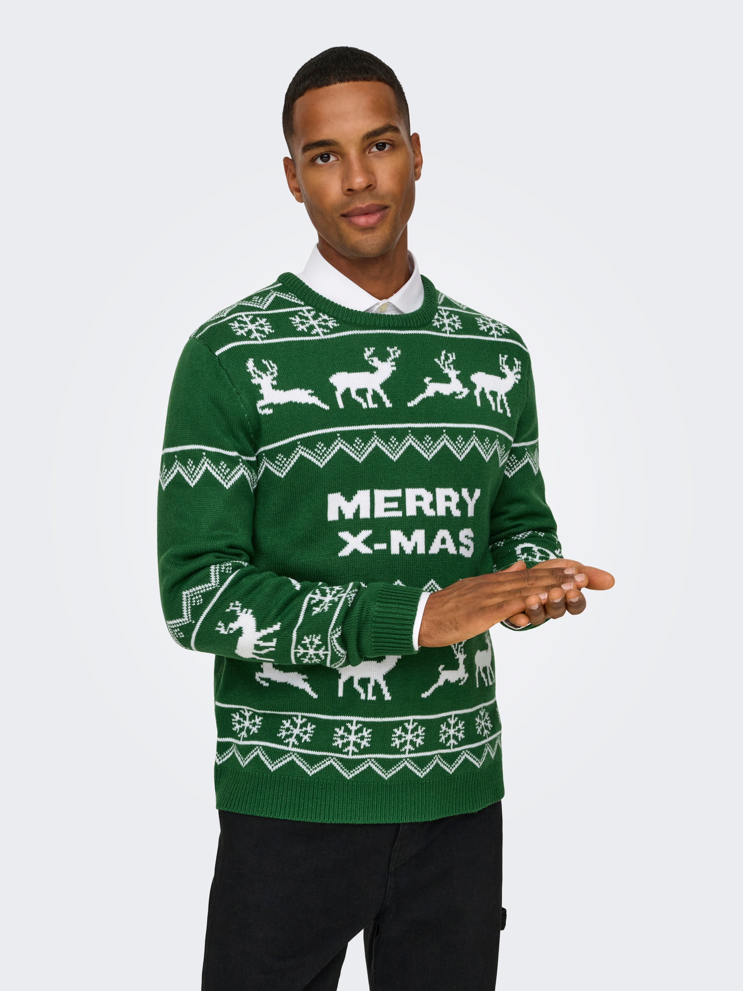 Image of ONLY & SONS Strickpullover "ONSXMAS REG 5 ALLOVER CREW KNIT"