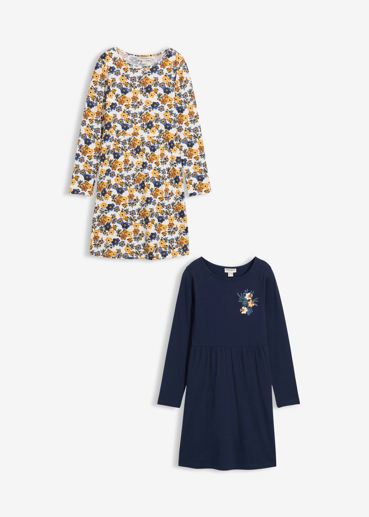 bonprix Jerseykleid »Jerseykleid (2er Pack) aus reiner Baumwolle« Packung, 2, 2 Stk. tlg. Jerseykleid (2er Pack) aus reiner Baumwolle