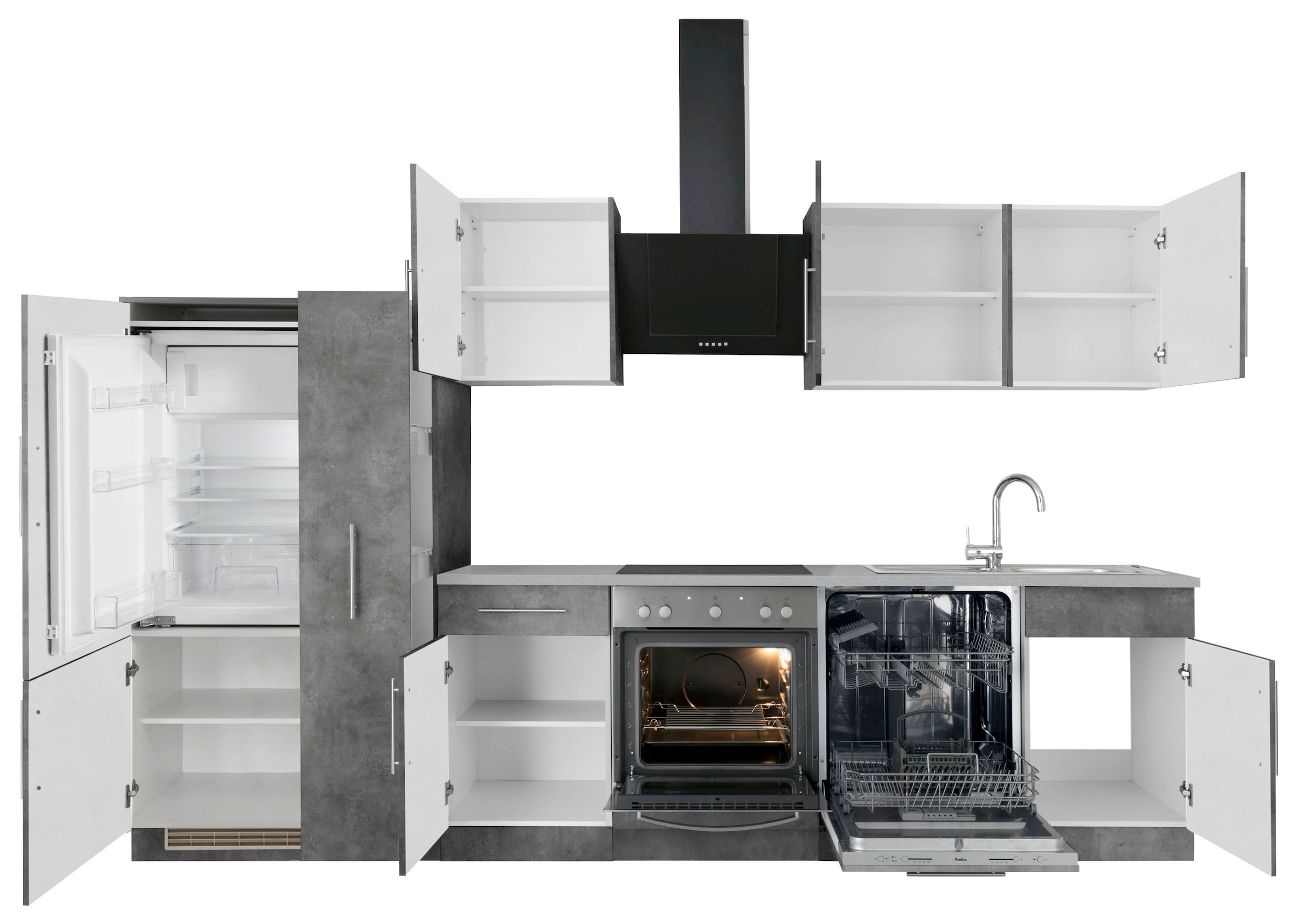 wiho Küchen Küchenzeile »Cali« ohne E-Geräte, Breite 310 cm