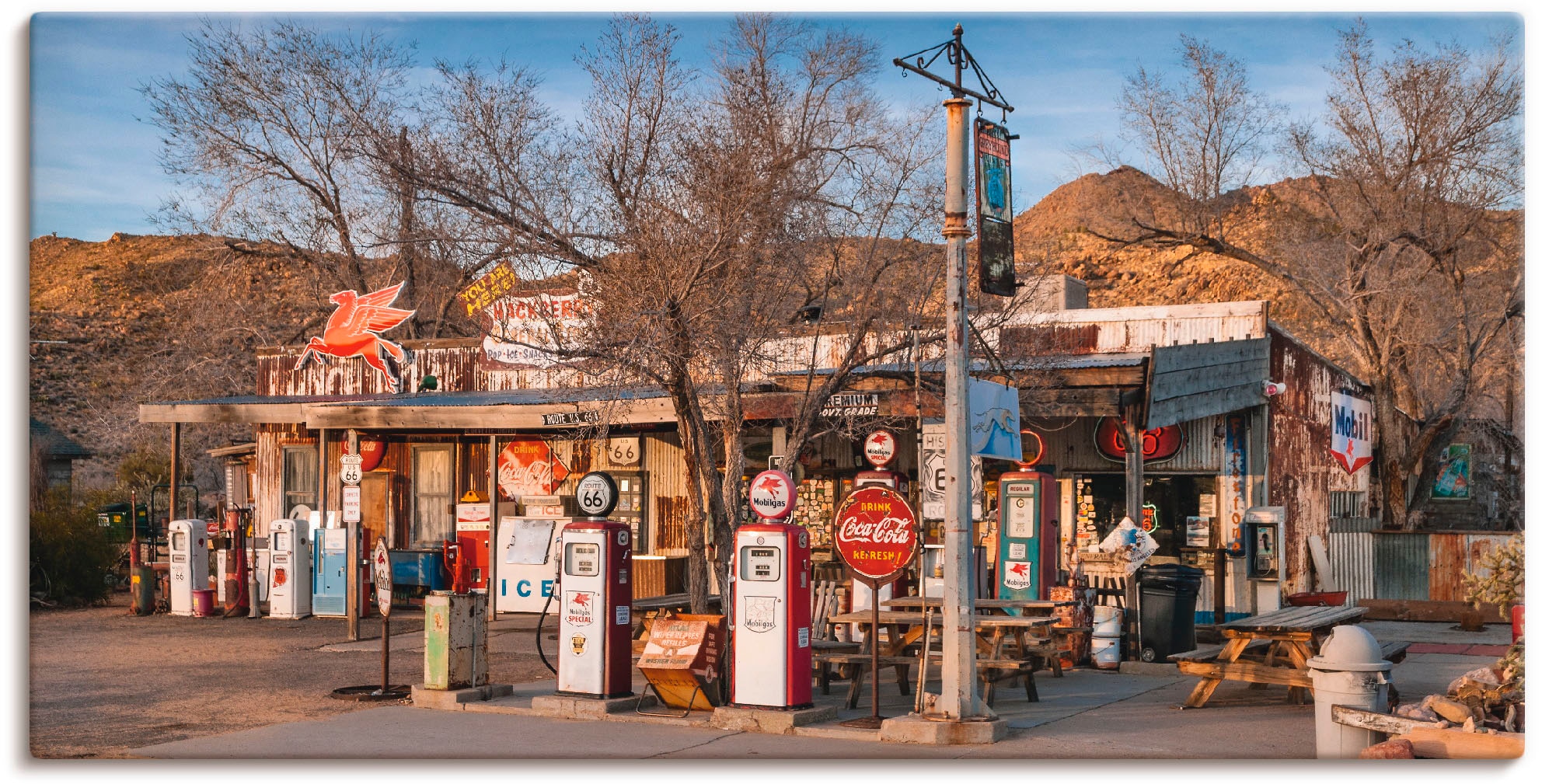Image of Artland Leinwandbild "Tankstelle an der Route 66 in Arizona" Gebäude 1 Stk. tlg. auf Holzrahmen gespannt