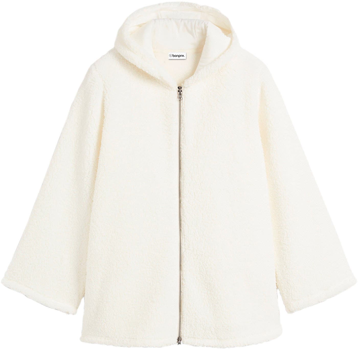 bonprix Veste polaire mit Kapuze aus kuscheligem Teddymaterial, mit Stehkragen und Kapuze, in A-Linie