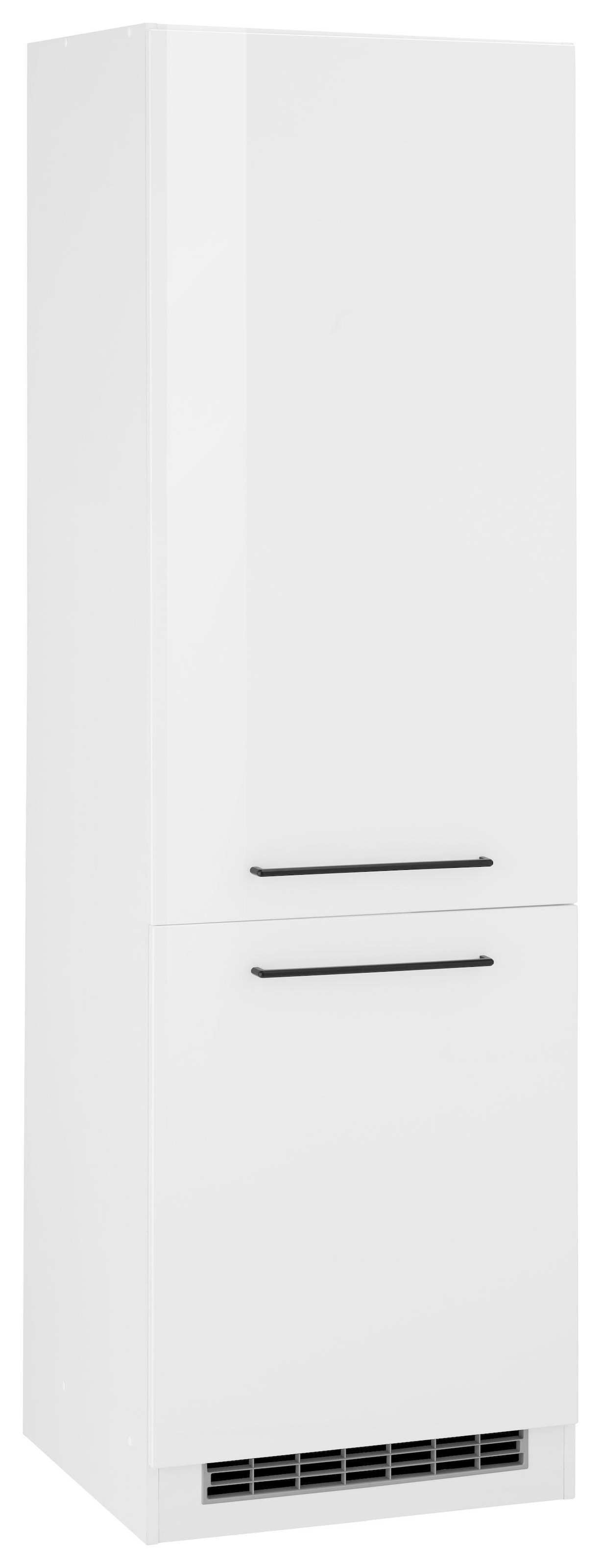 Image of KOCHSTATION Kühlumbauschrank "KS-Tulsa" 60 cm breit, 200 cm hoch, 2 Türen, schwarzer Metallgriff, MDF Front