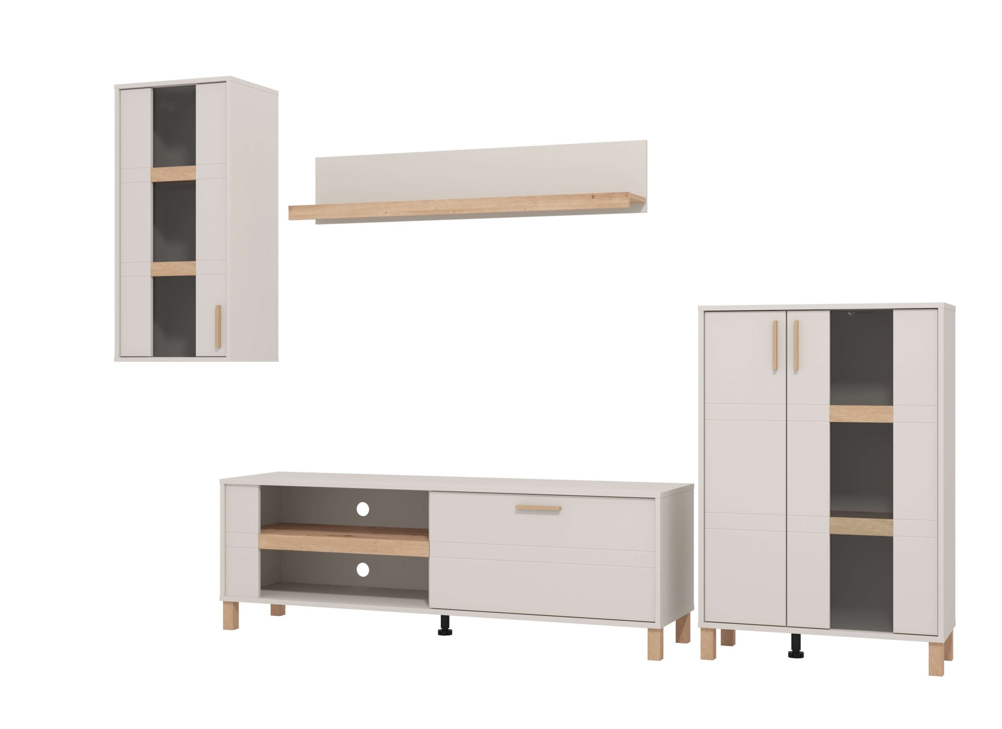 Image of Home affaire Wohnwand "Sheffield, inkl. TV-Board, Highboard, Hängevitrine und Wandregal" Komplett-Set, 4 Stk. tlg.