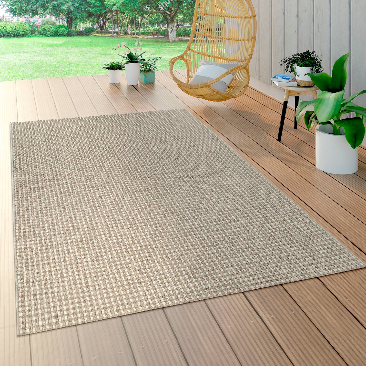 Paco Home Teppich »Waregem 622« rechteckig 4 mm Höhe Flachgewebe, Sisal-Optik, In- und Outdoor geeignet, Wohnzimmer